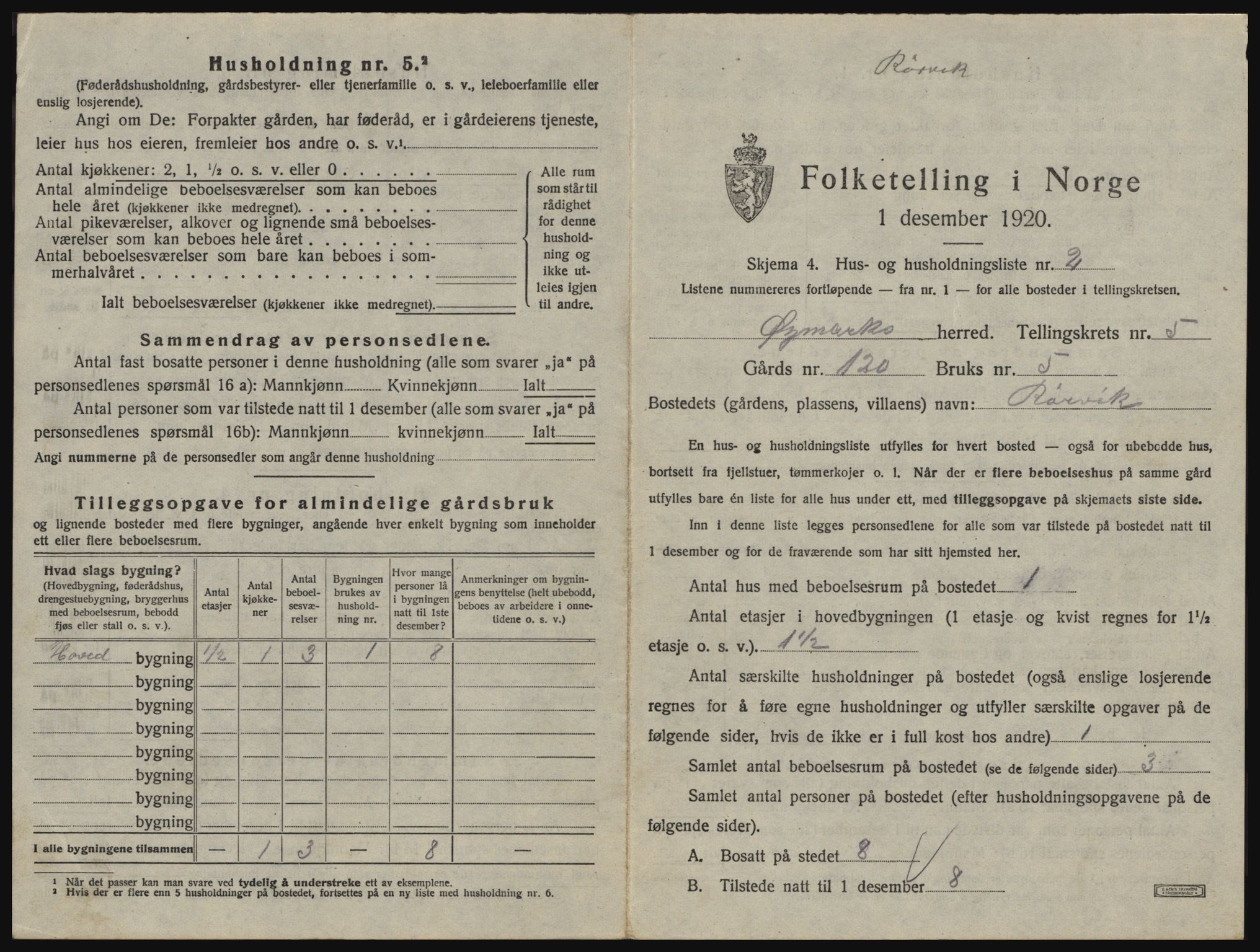 SAO, 1920 census for Øymark, 1920, p. 545