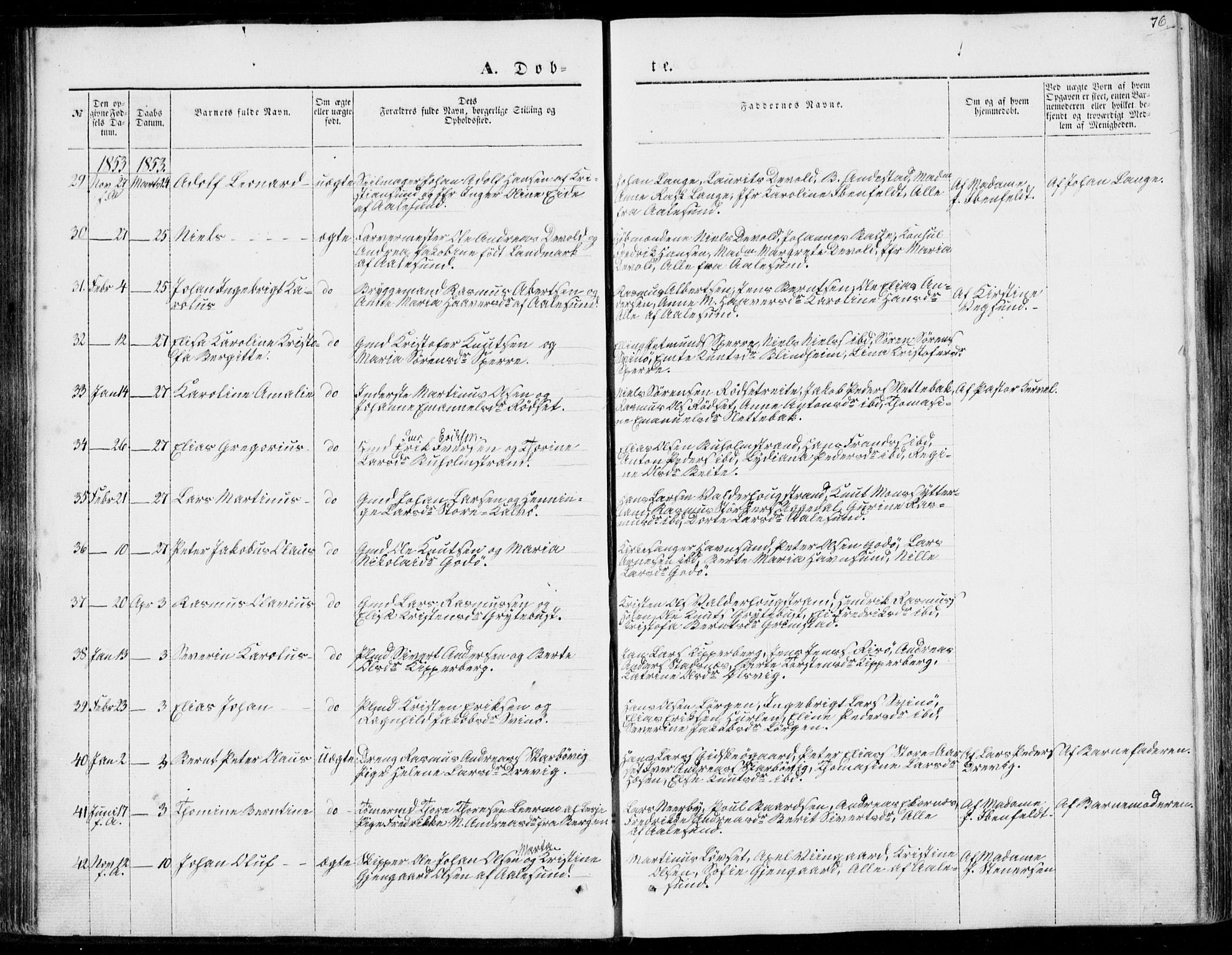 Ministerialprotokoller, klokkerbøker og fødselsregistre - Møre og Romsdal, AV/SAT-A-1454/528/L0397: Parish register (official) no. 528A08, 1848-1858, p. 76