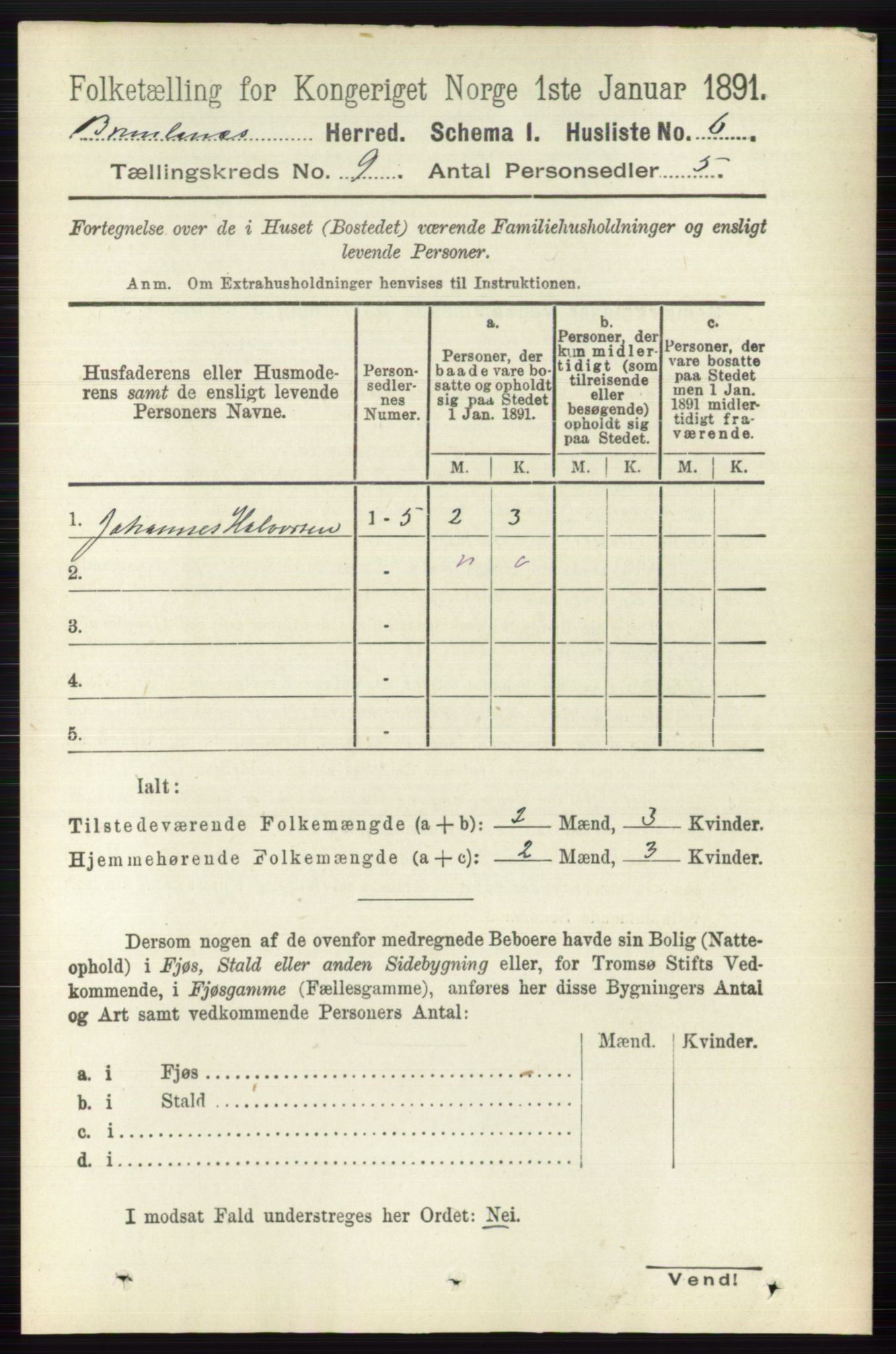 RA, 1891 census for 0726 Brunlanes, 1891, p. 4025