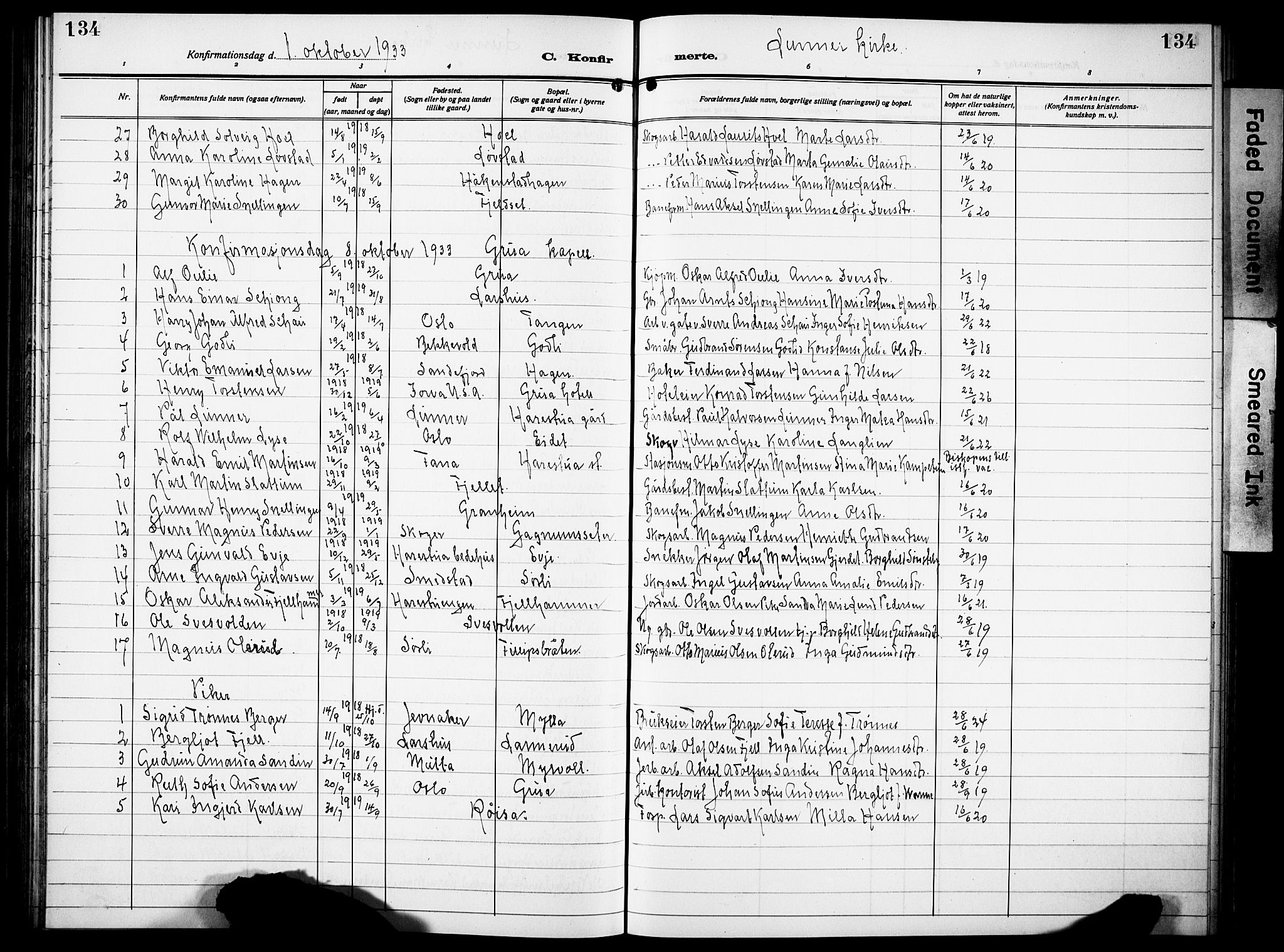 Lunner prestekontor, SAH/PREST-118/H/Ha/Hab/L0002: Parish register (copy) no. 2, 1923-1933, p. 134