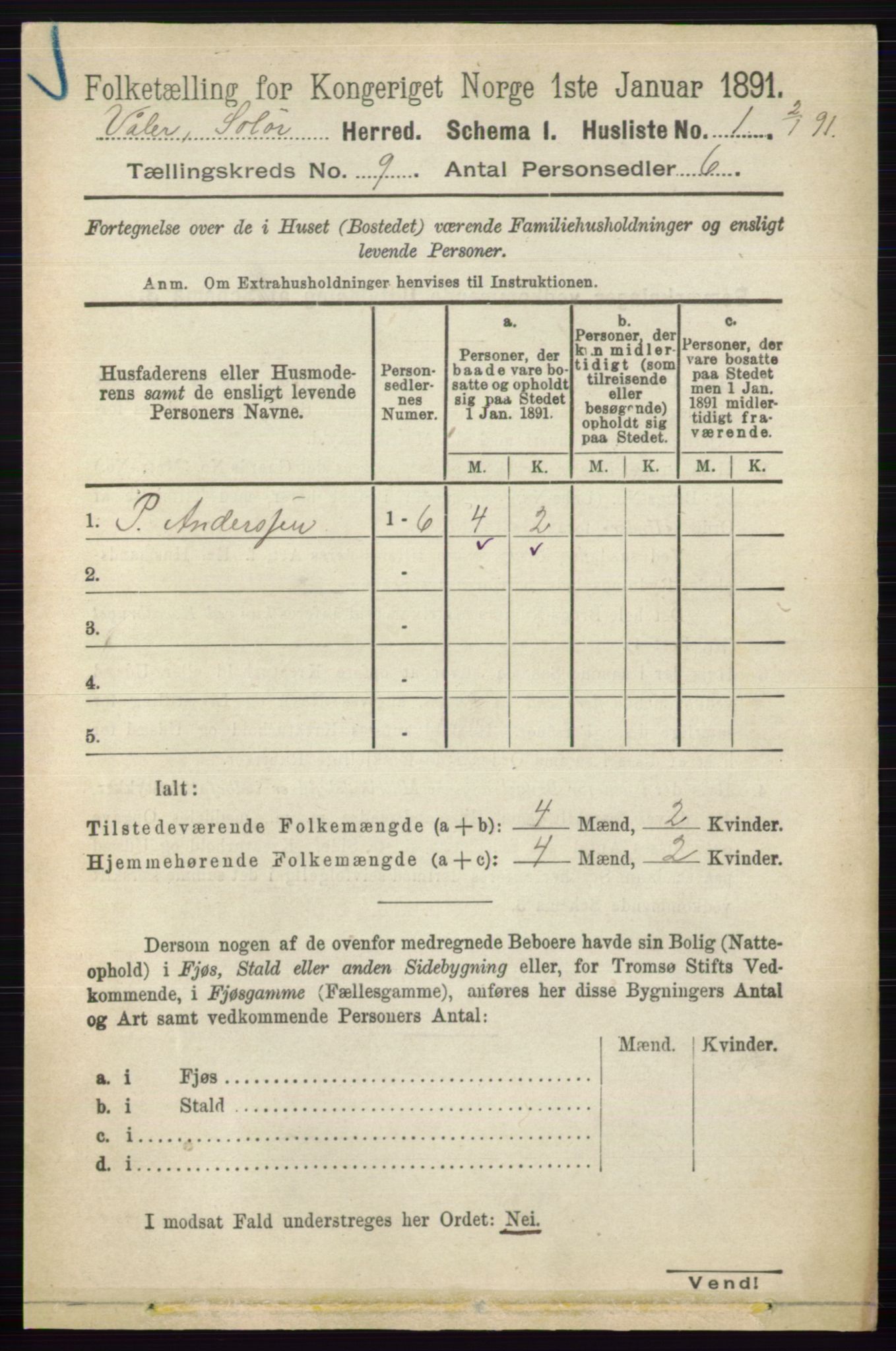 RA, 1891 census for 0426 Våler, 1891, p. 3813