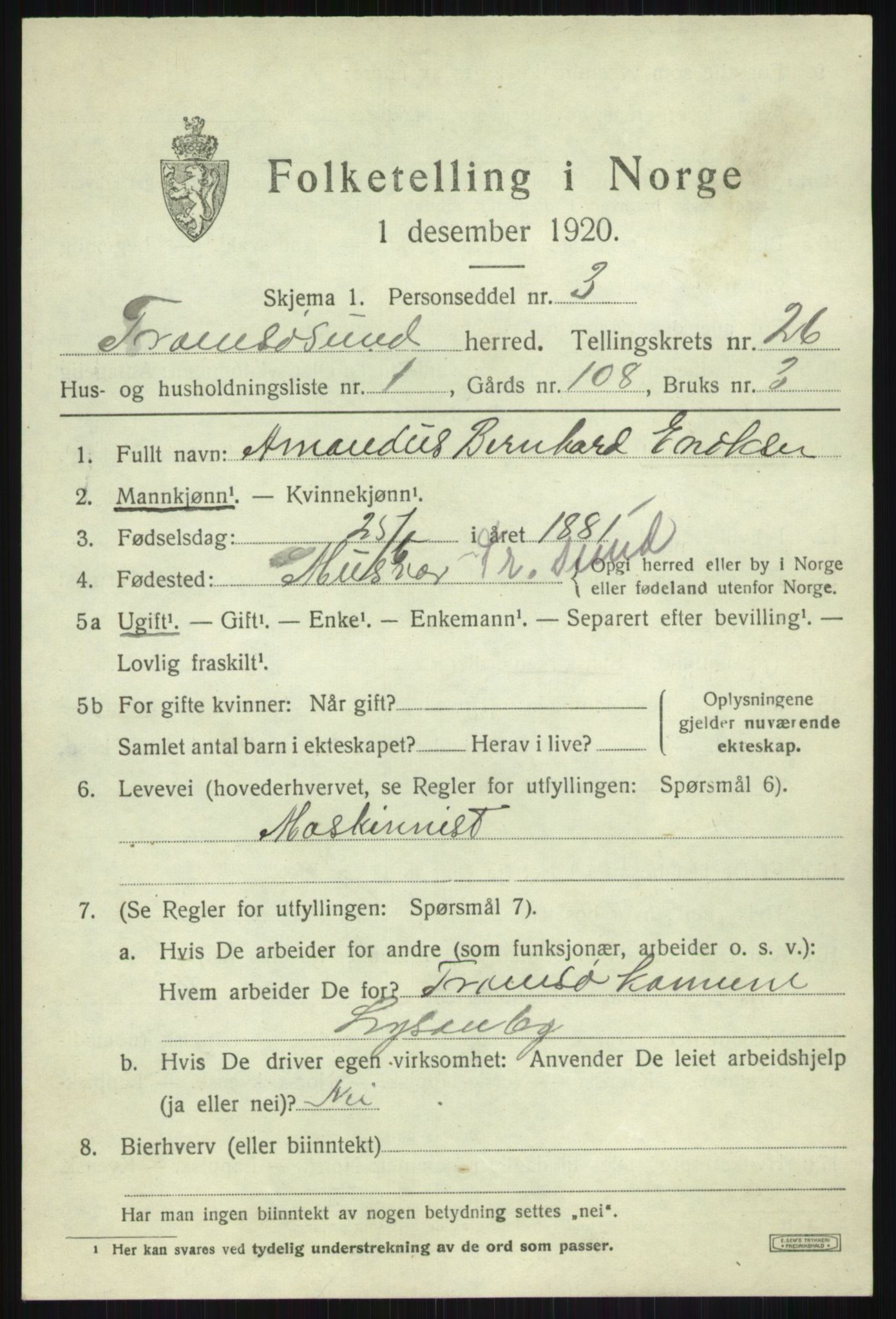 SATØ, 1920 census for Tromsøysund, 1920, p. 12186