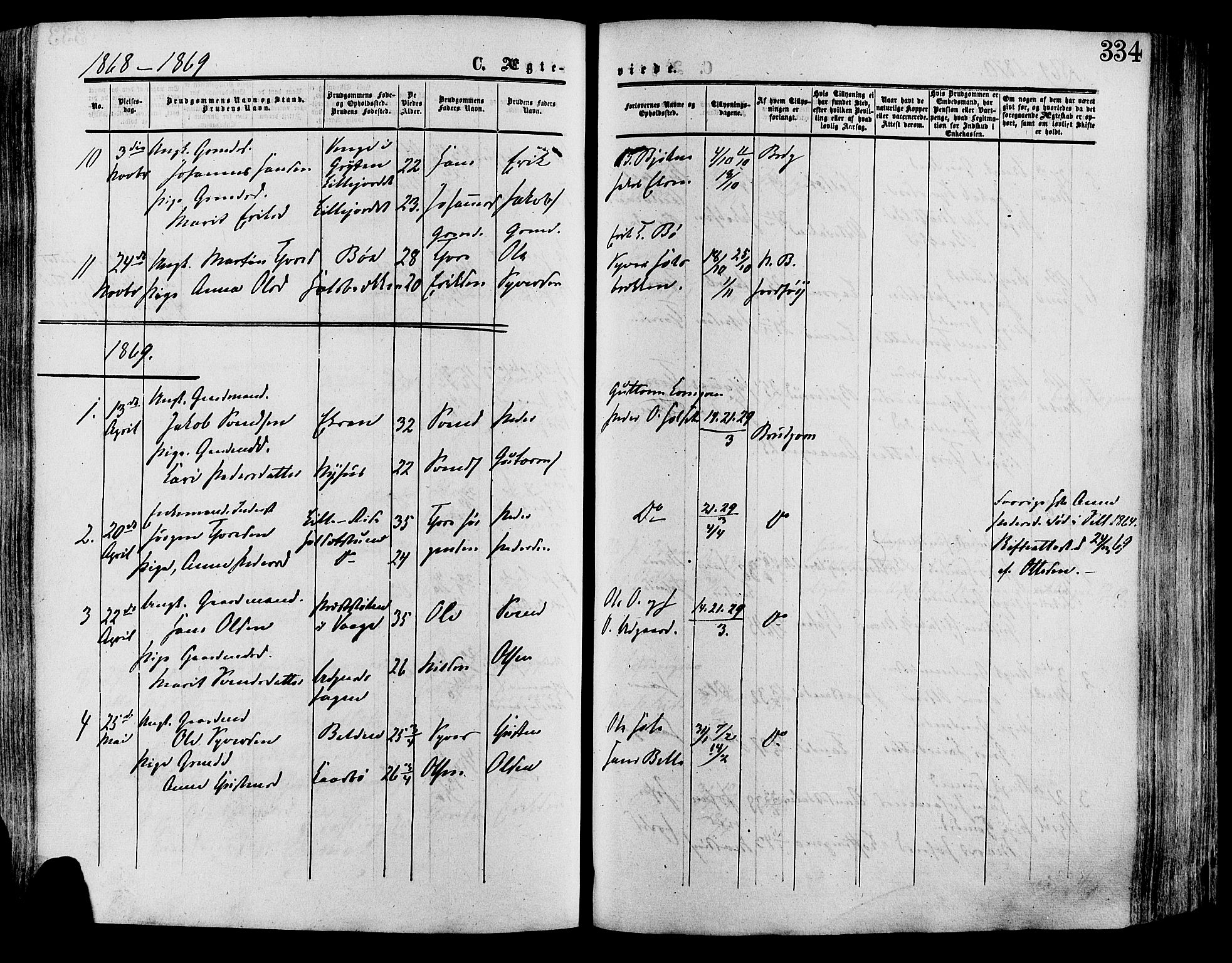 Lesja prestekontor, SAH/PREST-068/H/Ha/Haa/L0008: Parish register (official) no. 8, 1854-1880, p. 334