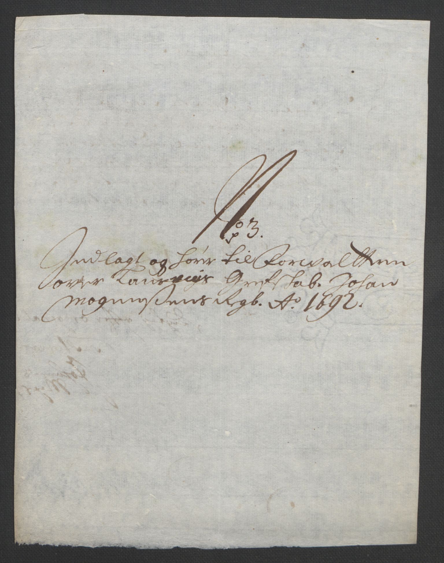 Rentekammeret inntil 1814, Reviderte regnskaper, Fogderegnskap, AV/RA-EA-4092/R33/L1973: Fogderegnskap Larvik grevskap, 1692, p. 204