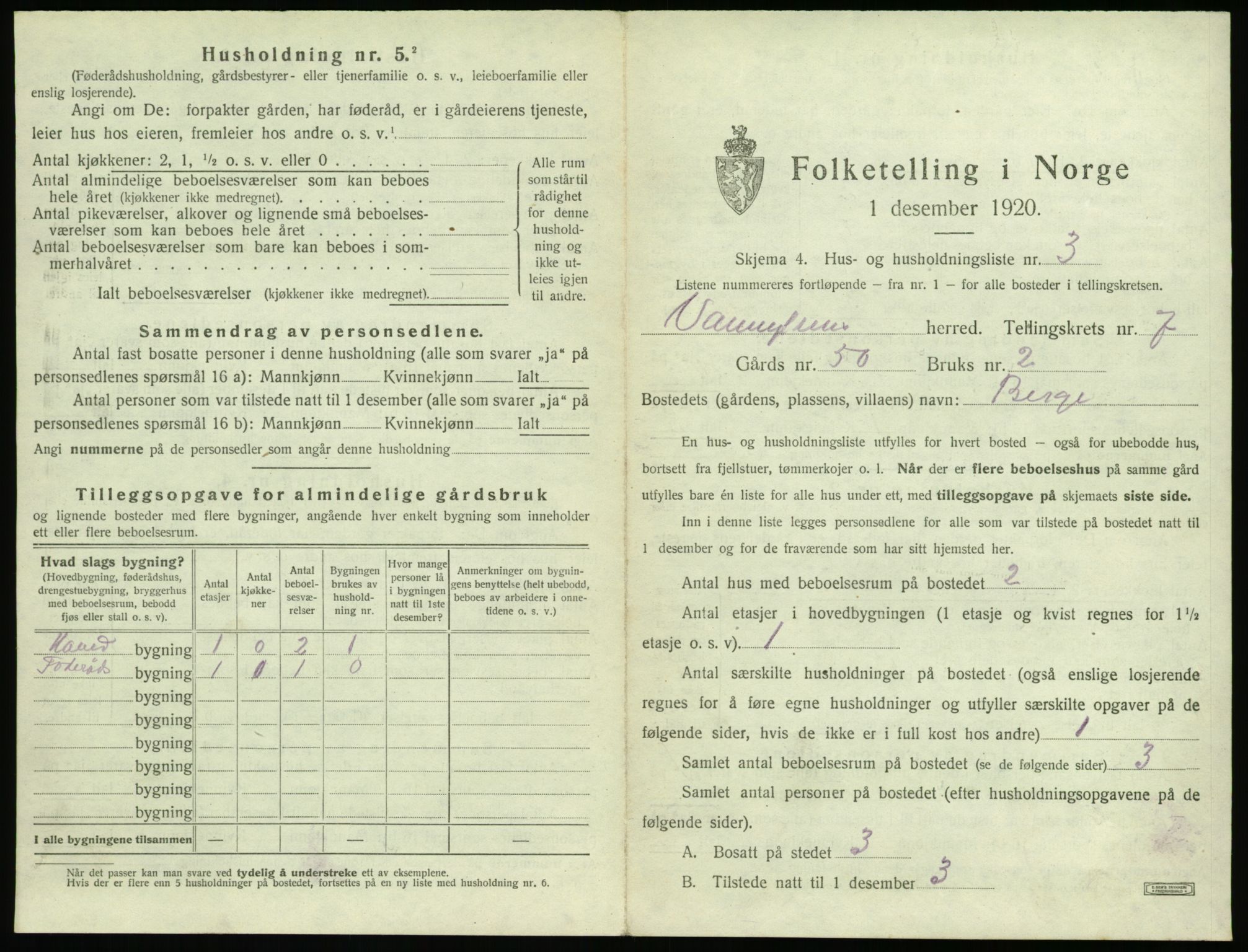 SAT, 1920 census for Vanylven, 1920, p. 571