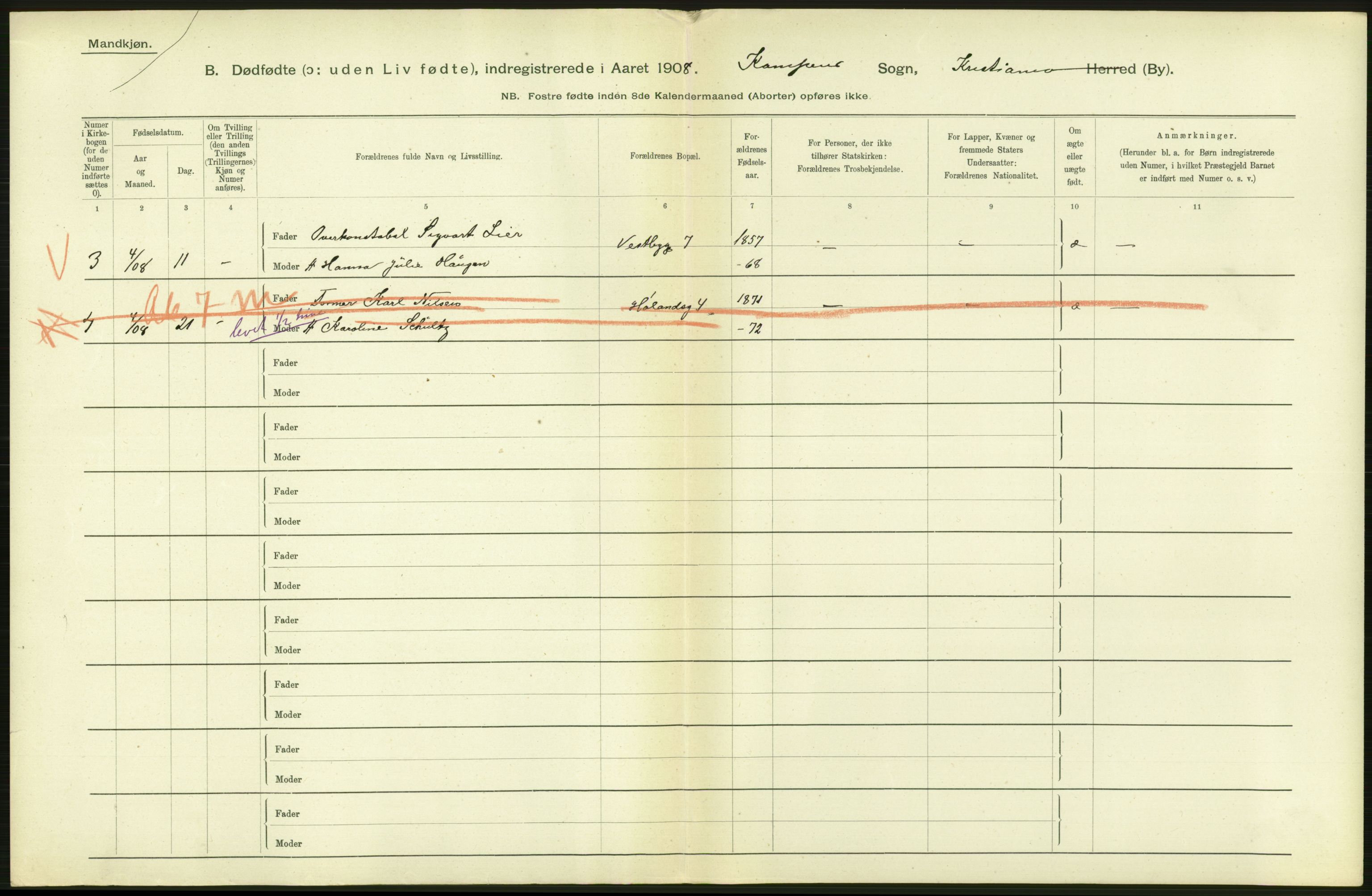 Statistisk sentralbyrå, Sosiodemografiske emner, Befolkning, AV/RA-S-2228/D/Df/Dfa/Dfaf/L0009: Kristiania: Døde, dødfødte., 1908, p. 456