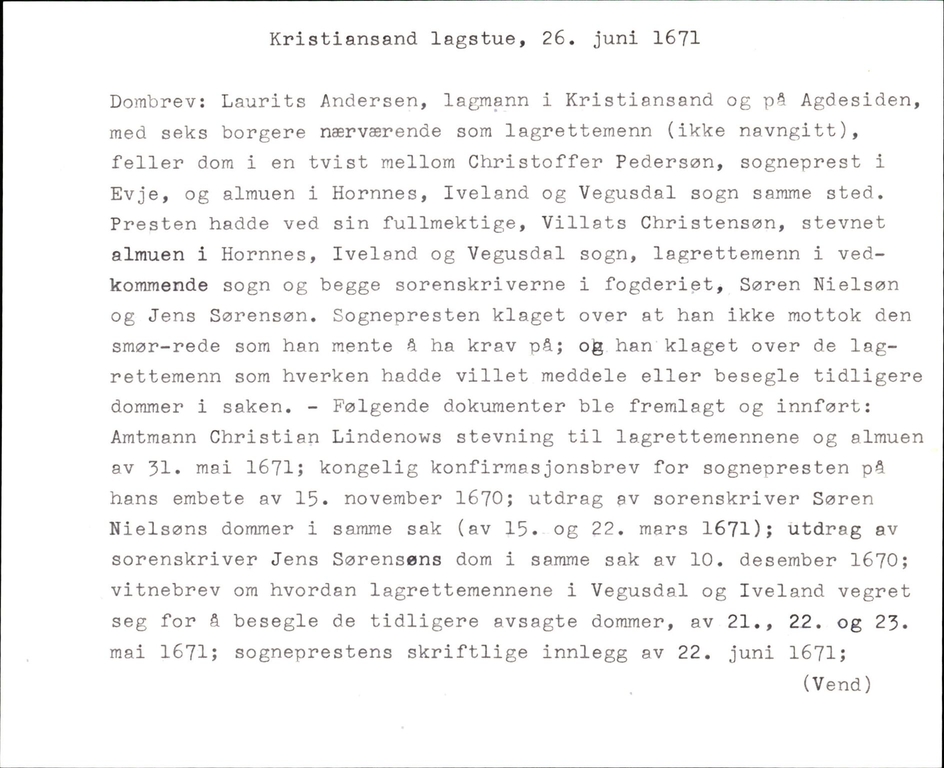 Riksarkivets diplomsamling, AV/RA-EA-5965/F35/F35k/L0003: Regestsedler: Prestearkiver fra Telemark, Agder, Vestlandet og Trøndelag, p. 259