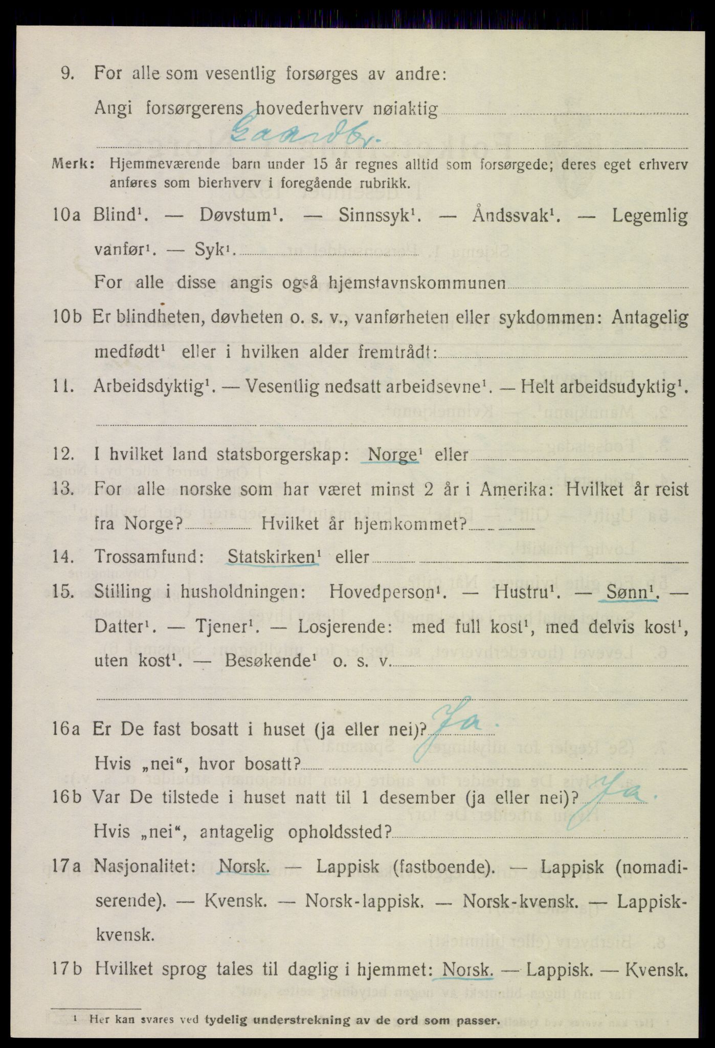 SAT, 1920 census for Meløy, 1920, p. 4410