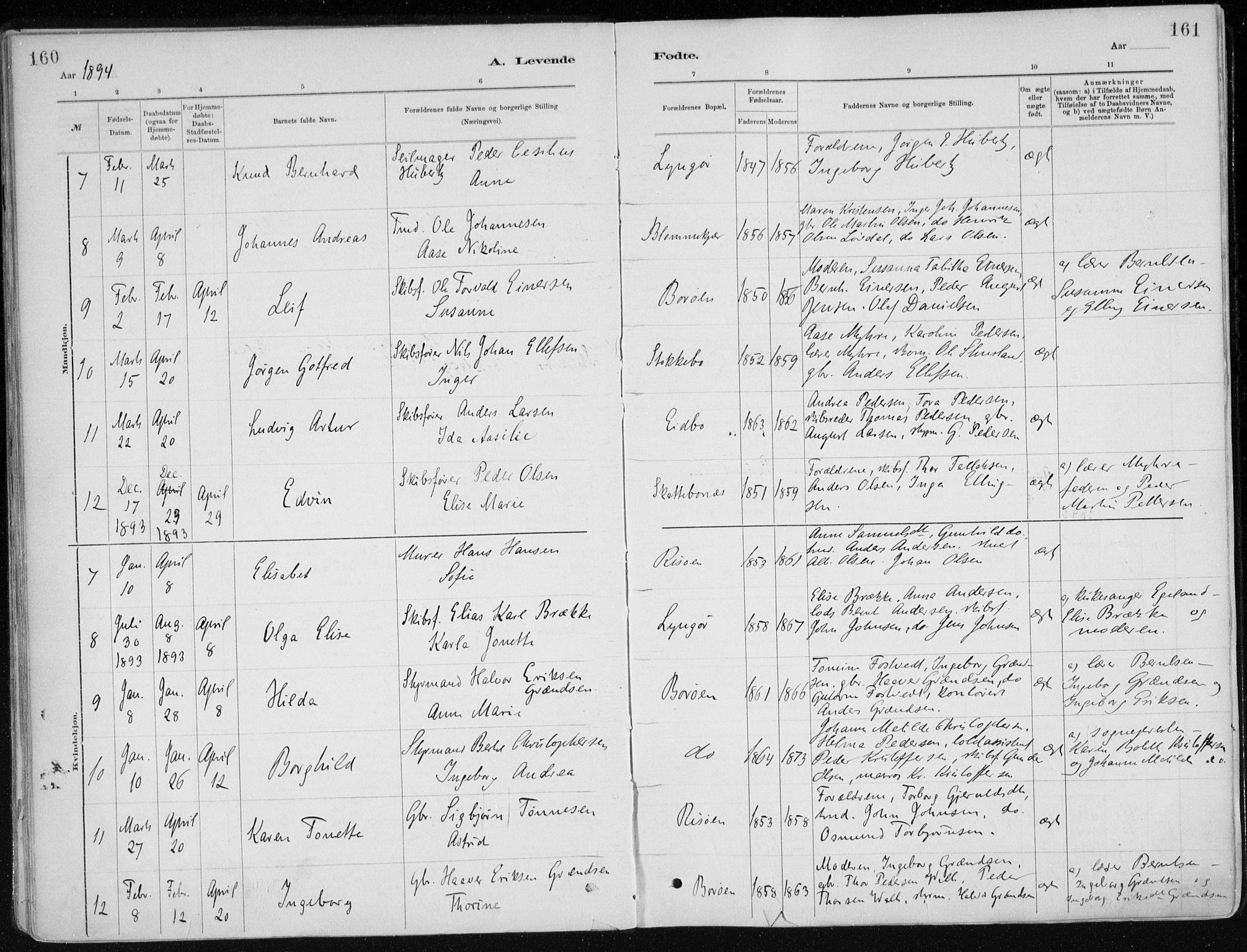 Dypvåg sokneprestkontor, AV/SAK-1111-0007/F/Fa/Faa/L0008: Parish register (official) no. A 8, 1885-1906, p. 160-161