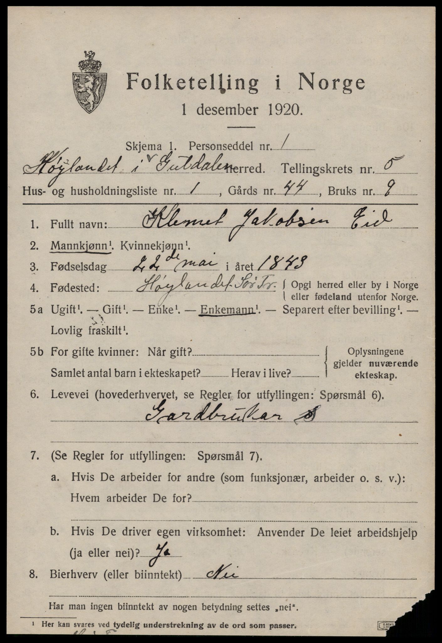 SAT, 1920 census for Hølonda, 1920, p. 2197