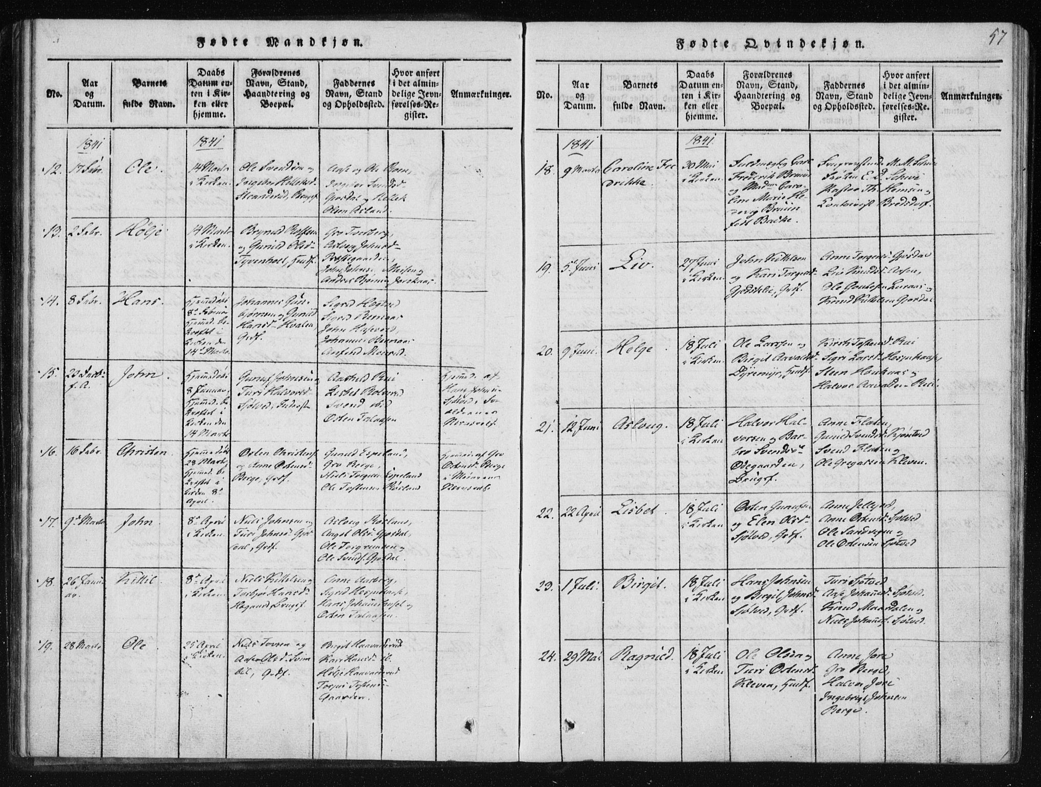 Tinn kirkebøker, AV/SAKO-A-308/F/Fb/L0001: Parish register (official) no. II 1, 1815-1843, p. 57