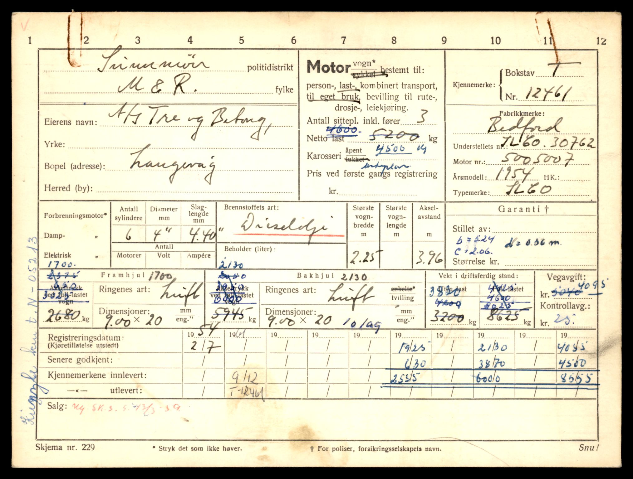 Møre og Romsdal vegkontor - Ålesund trafikkstasjon, AV/SAT-A-4099/F/Fe/L0033: Registreringskort for kjøretøy T 12151 - T 12474, 1927-1998, p. 3569