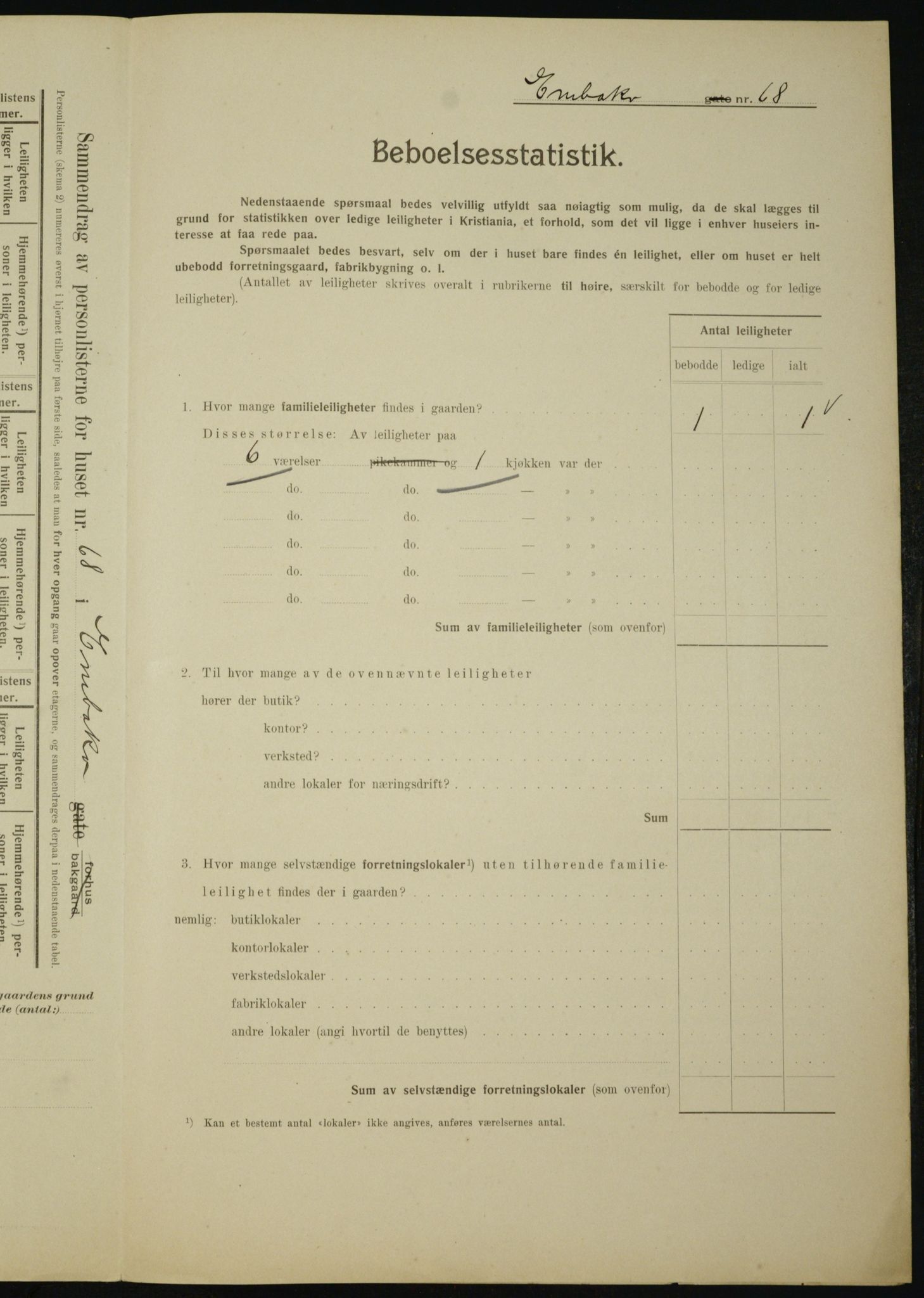 OBA, Municipal Census 1910 for Kristiania, 1910, p. 19679