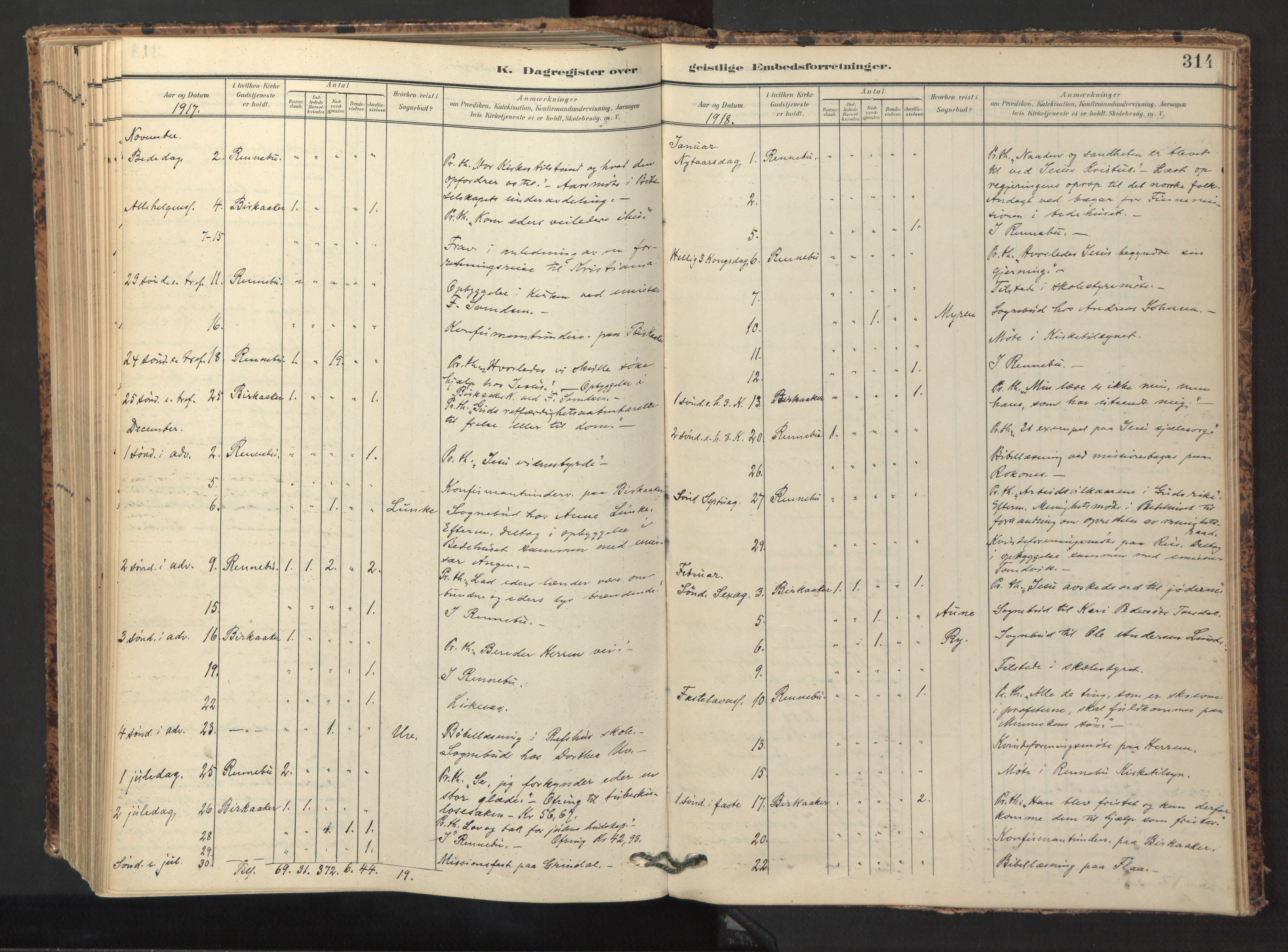 Ministerialprotokoller, klokkerbøker og fødselsregistre - Sør-Trøndelag, SAT/A-1456/674/L0873: Parish register (official) no. 674A05, 1908-1923, p. 314