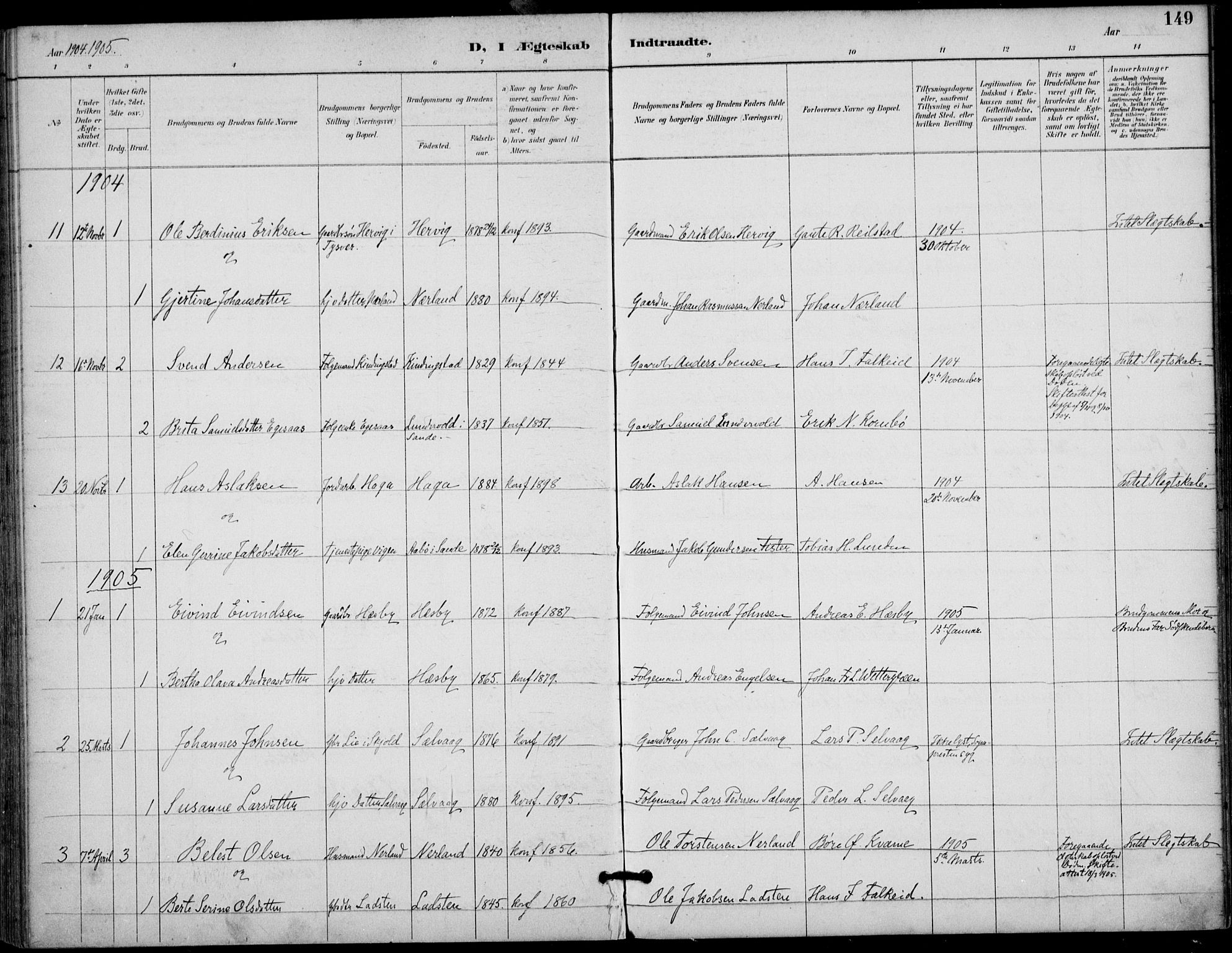 Finnøy sokneprestkontor, SAST/A-101825/H/Ha/Haa/L0011: Parish register (official) no. A 11, 1891-1910, p. 149