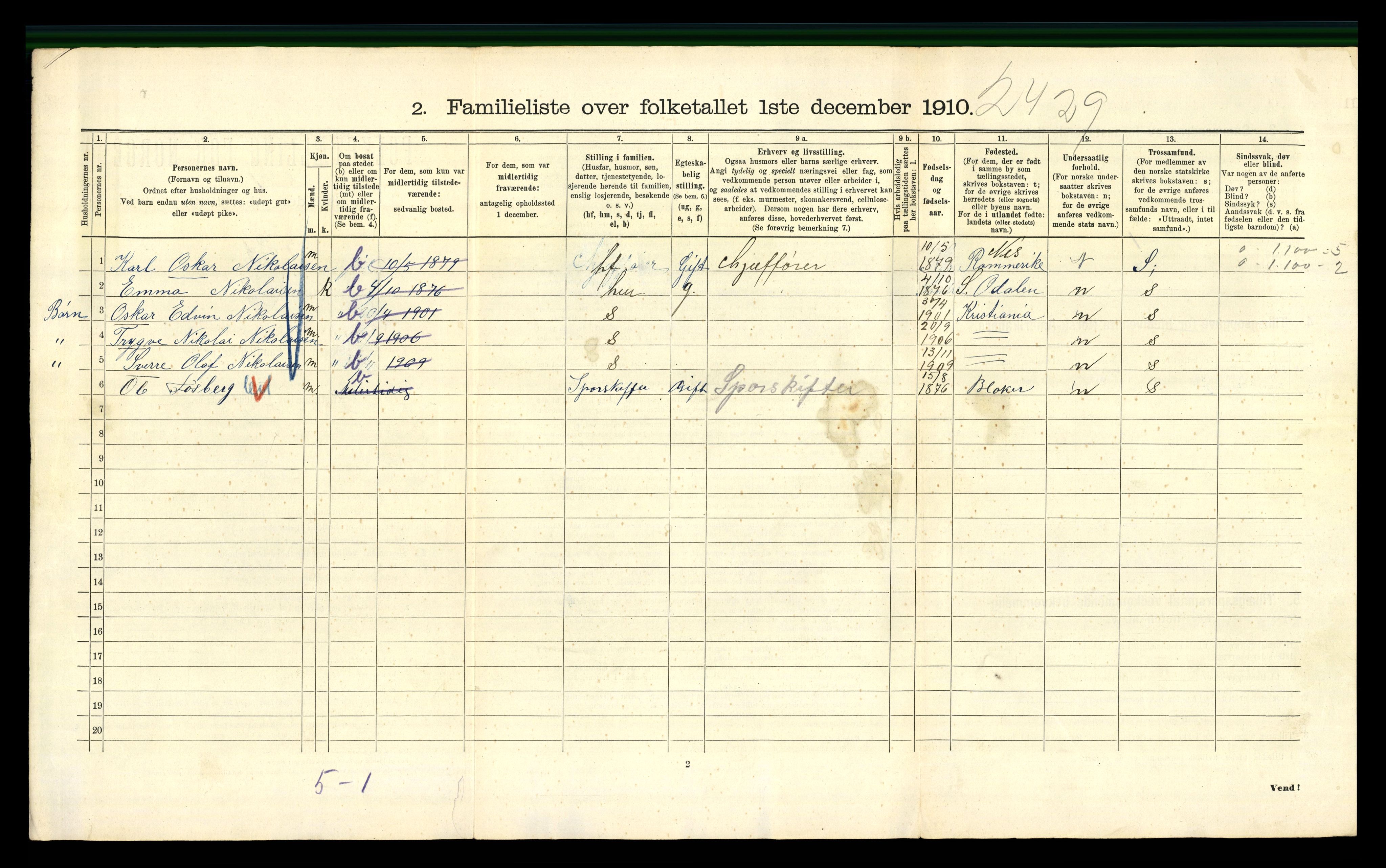 RA, 1910 census for Kristiania, 1910, p. 33620