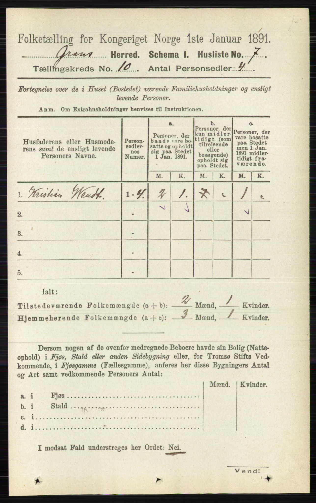 RA, 1891 census for 0534 Gran, 1891, p. 4576