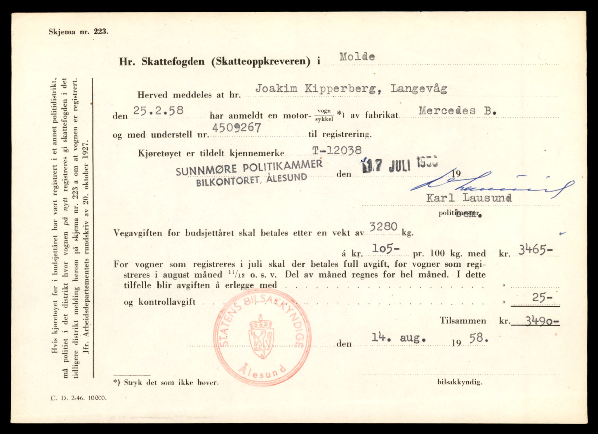 Møre og Romsdal vegkontor - Ålesund trafikkstasjon, AV/SAT-A-4099/F/Fe/L0032: Registreringskort for kjøretøy T 11997 - T 12149, 1927-1998, p. 1333