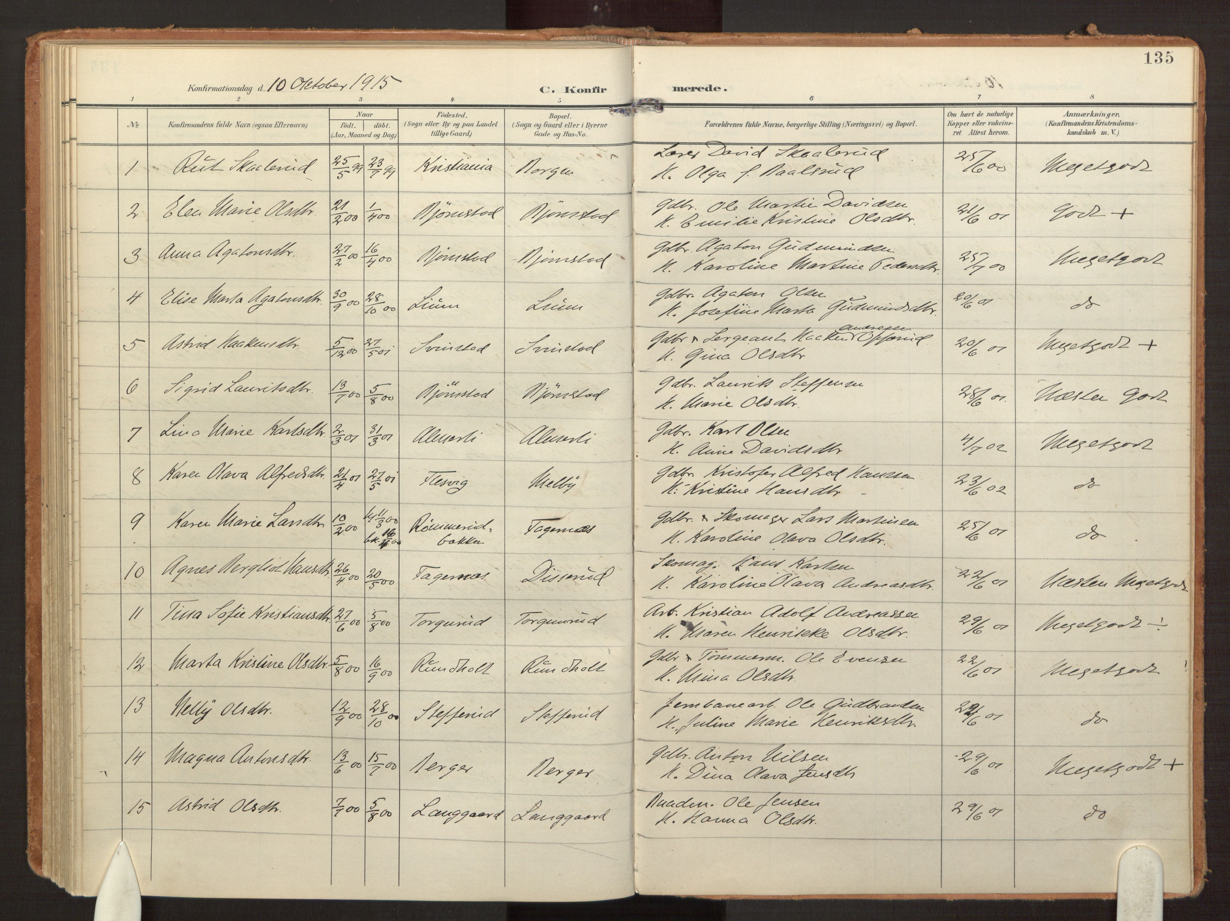 Hurdal prestekontor Kirkebøker, AV/SAO-A-10889/F/Fb/L0004: Parish register (official) no. II 4, 1902-1924, p. 135