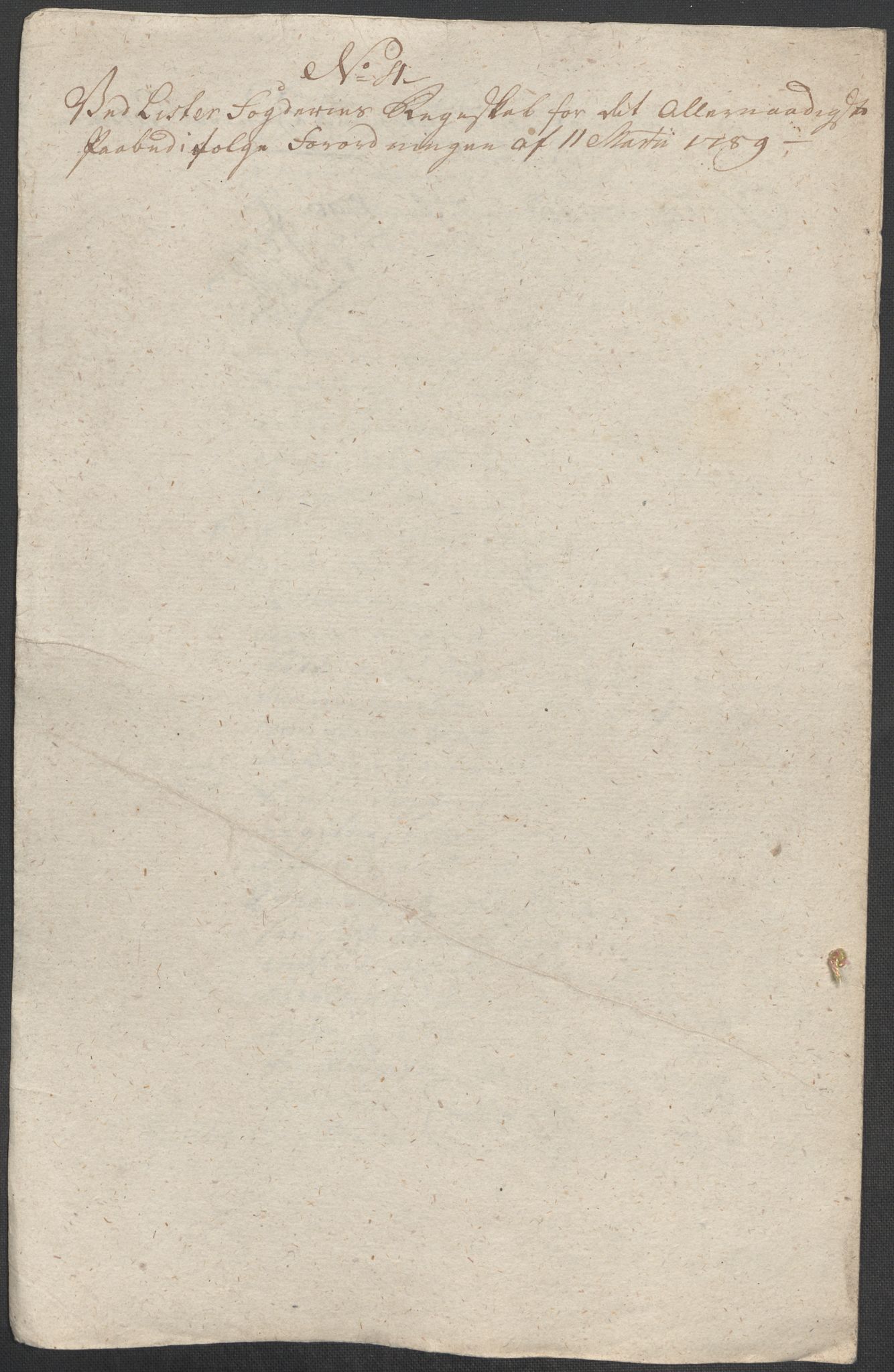 Rentekammeret inntil 1814, Reviderte regnskaper, Mindre regnskaper, AV/RA-EA-4068/Rf/Rfe/L0021: Larvik grevskap, Lista fogderi, 1789, p. 231