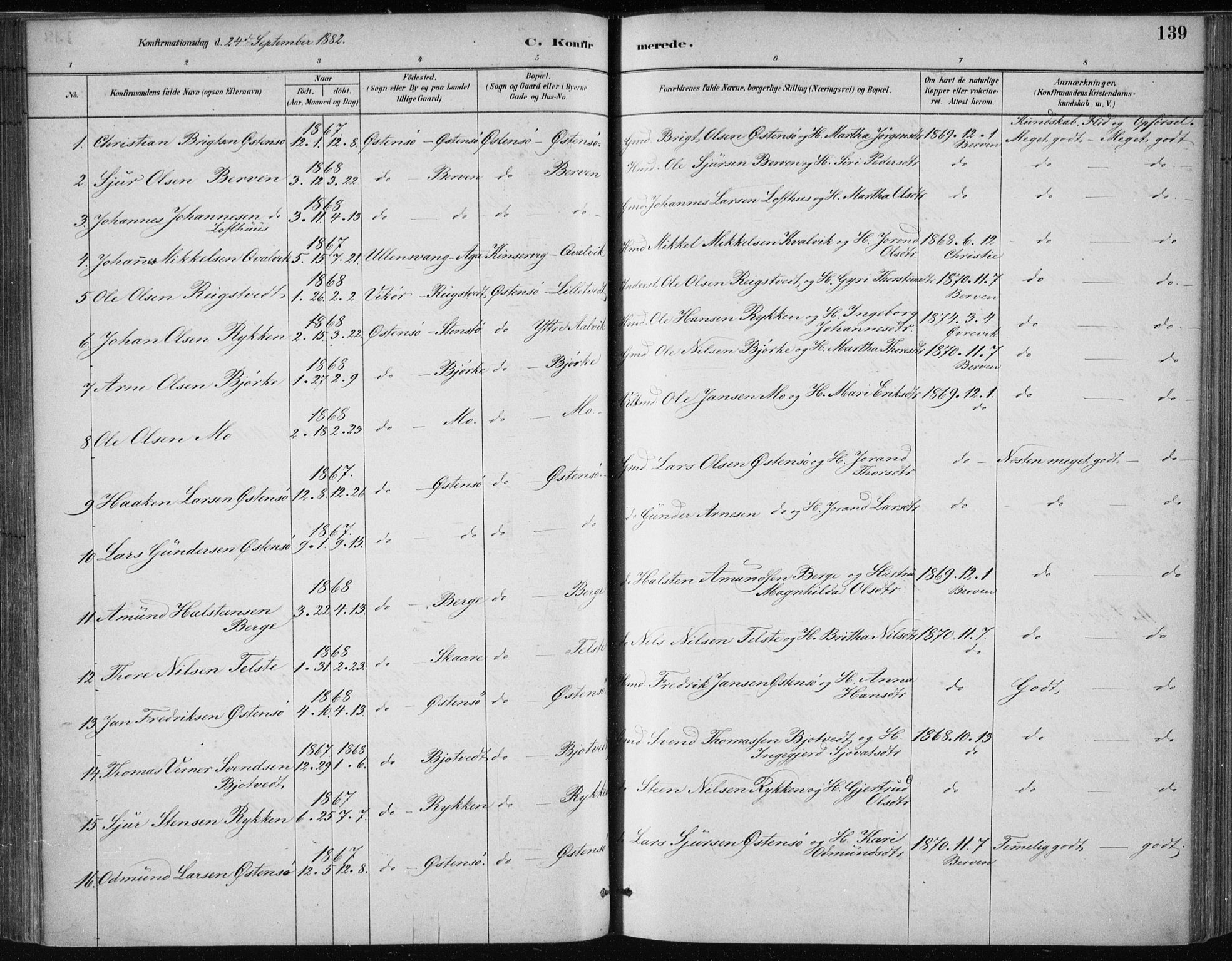 Kvam sokneprestembete, AV/SAB-A-76201/H/Haa: Parish register (official) no. C  1, 1880-1906, p. 139