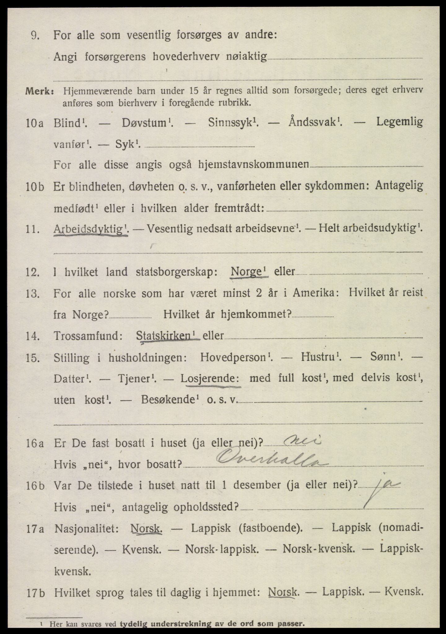 SAT, 1920 census for Klinga, 1920, p. 2120