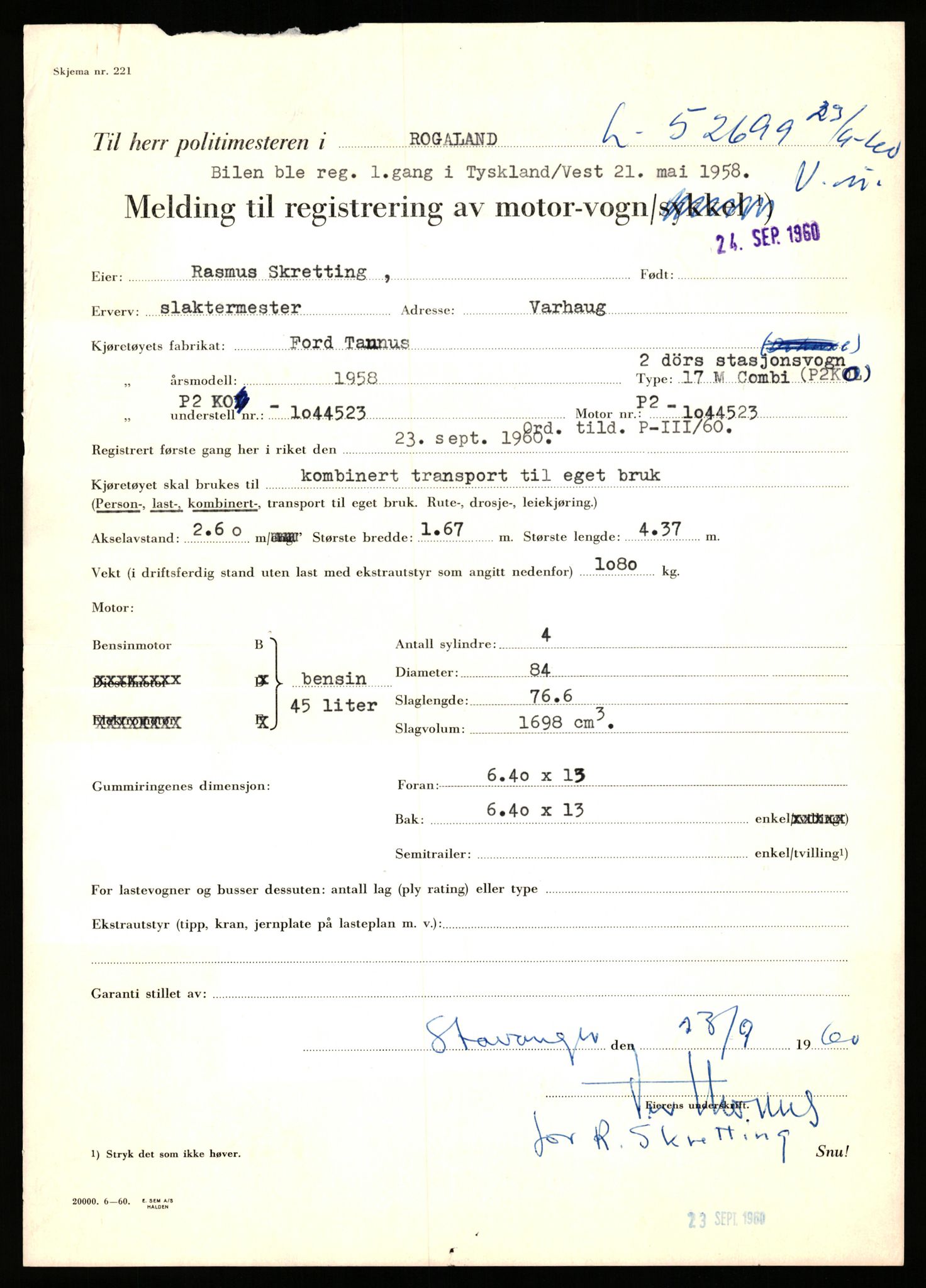 Stavanger trafikkstasjon, AV/SAST-A-101942/0/F/L0052: L-52100 - L-52899, 1930-1971, p. 1707