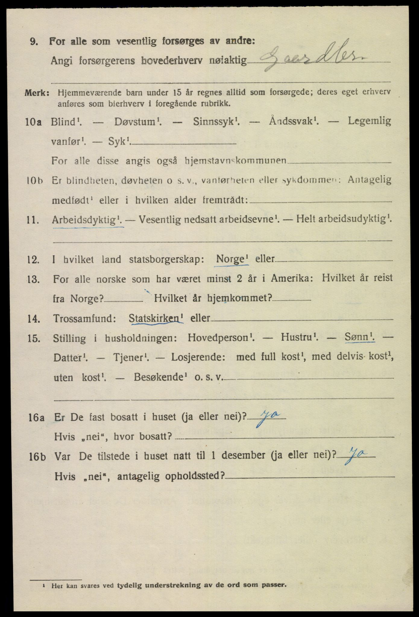 SAK, 1920 census for Øvre Sirdal, 1920, p. 1666