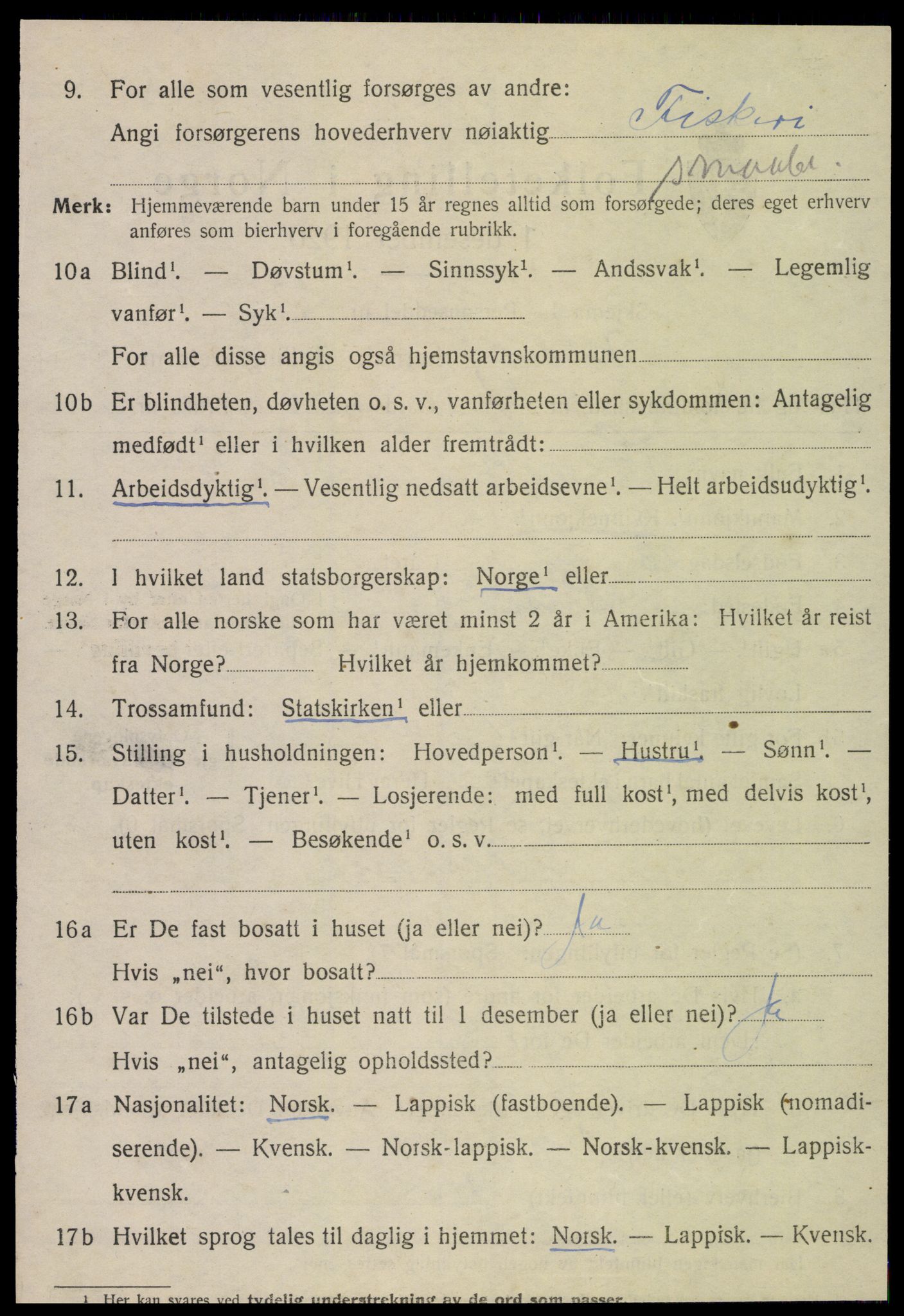 SAT, 1920 census for Meløy, 1920, p. 10274