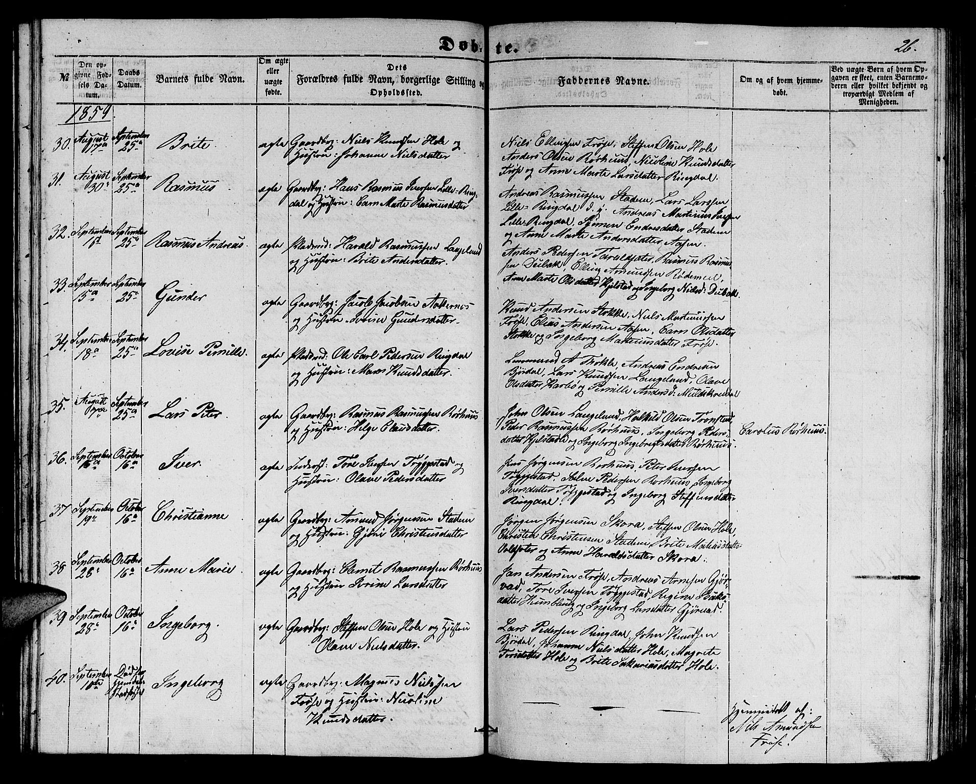 Ministerialprotokoller, klokkerbøker og fødselsregistre - Møre og Romsdal, AV/SAT-A-1454/517/L0228: Parish register (copy) no. 517C01, 1854-1865, p. 26