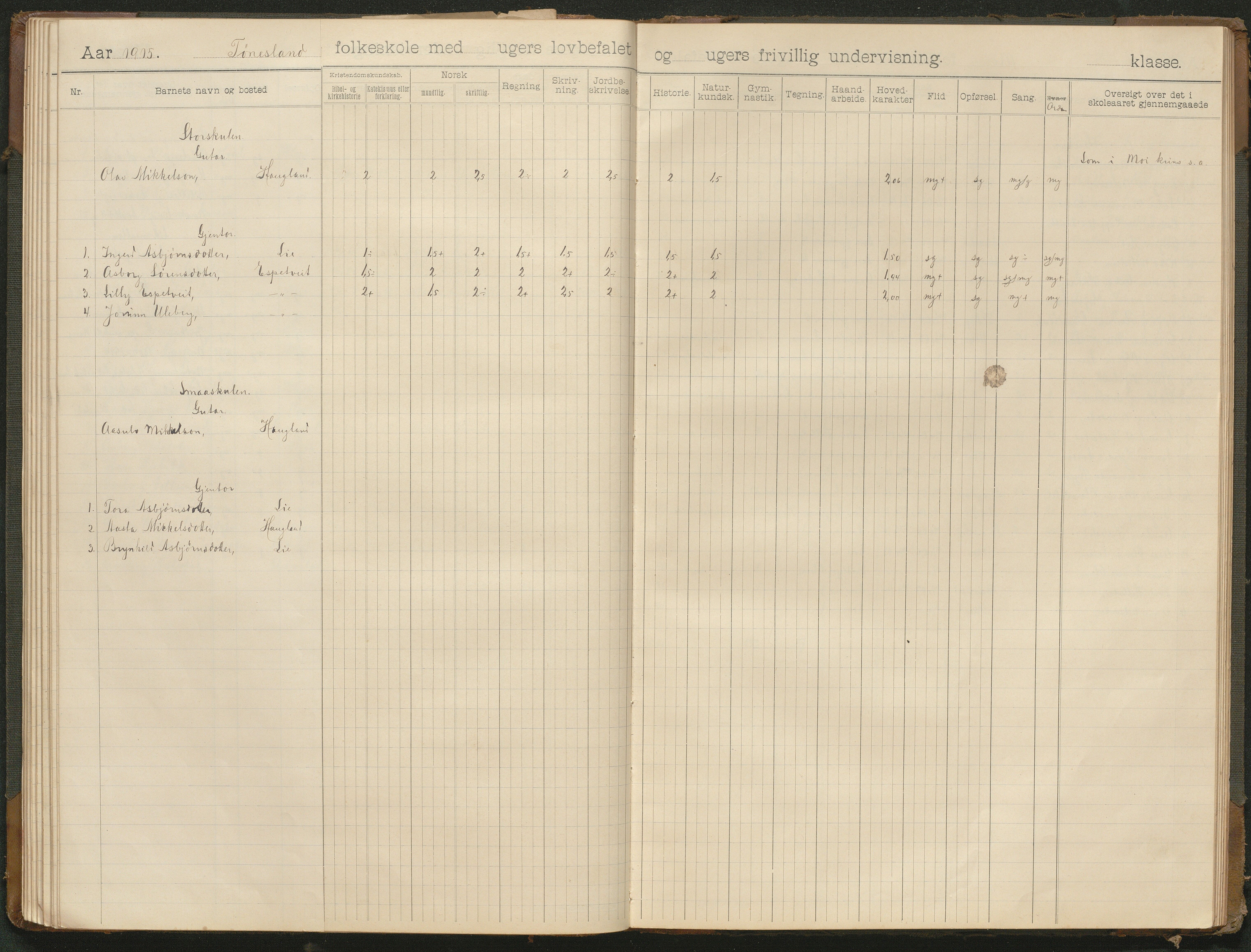 Hornnes kommune, Moi, Moseid, Kjetså skolekretser, AAKS/KA0936-550e/F1/L0001: Skoleprotokoll. Moi, Moseid, 1901-1927