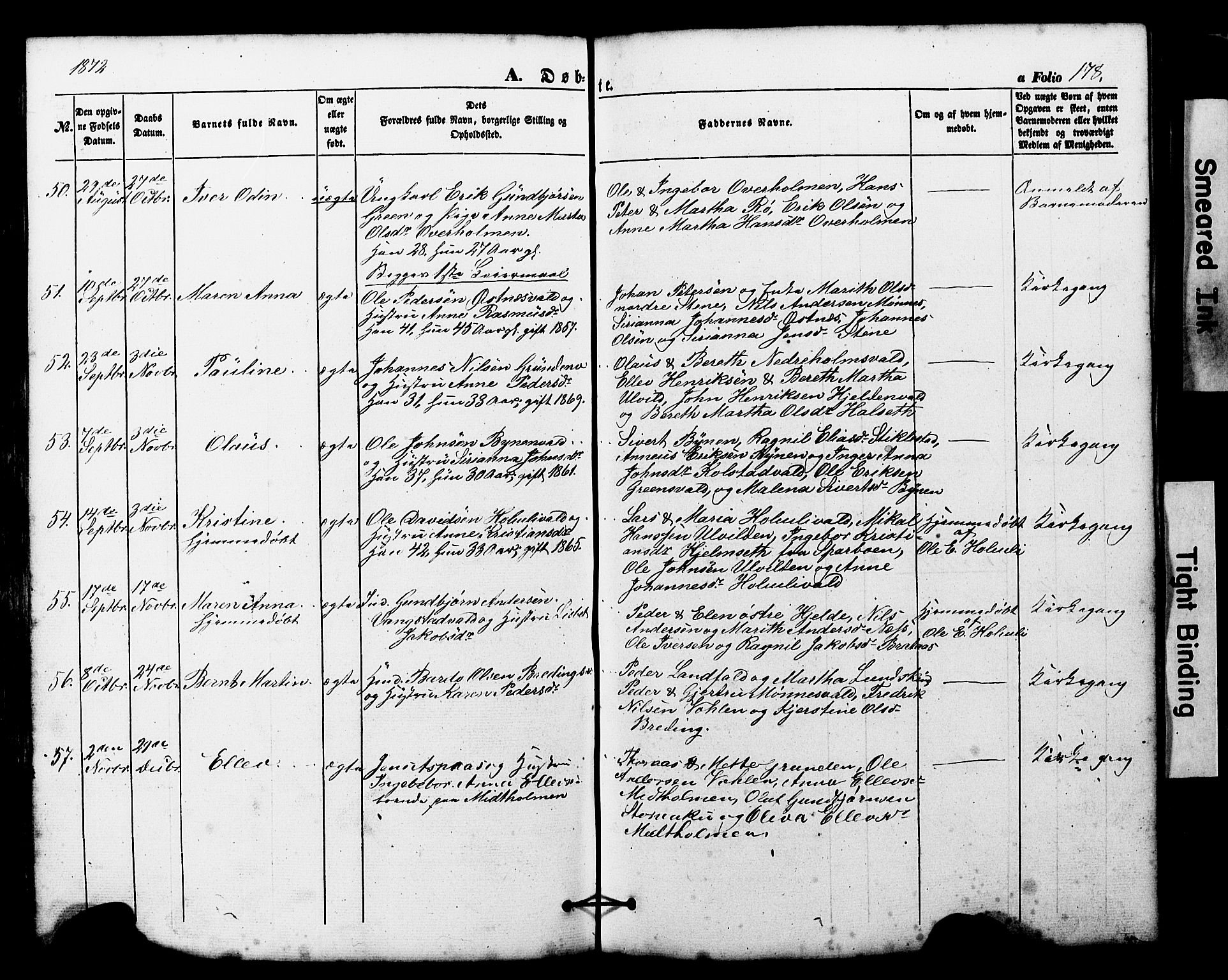 Ministerialprotokoller, klokkerbøker og fødselsregistre - Nord-Trøndelag, AV/SAT-A-1458/724/L0268: Parish register (copy) no. 724C04, 1846-1878, p. 178