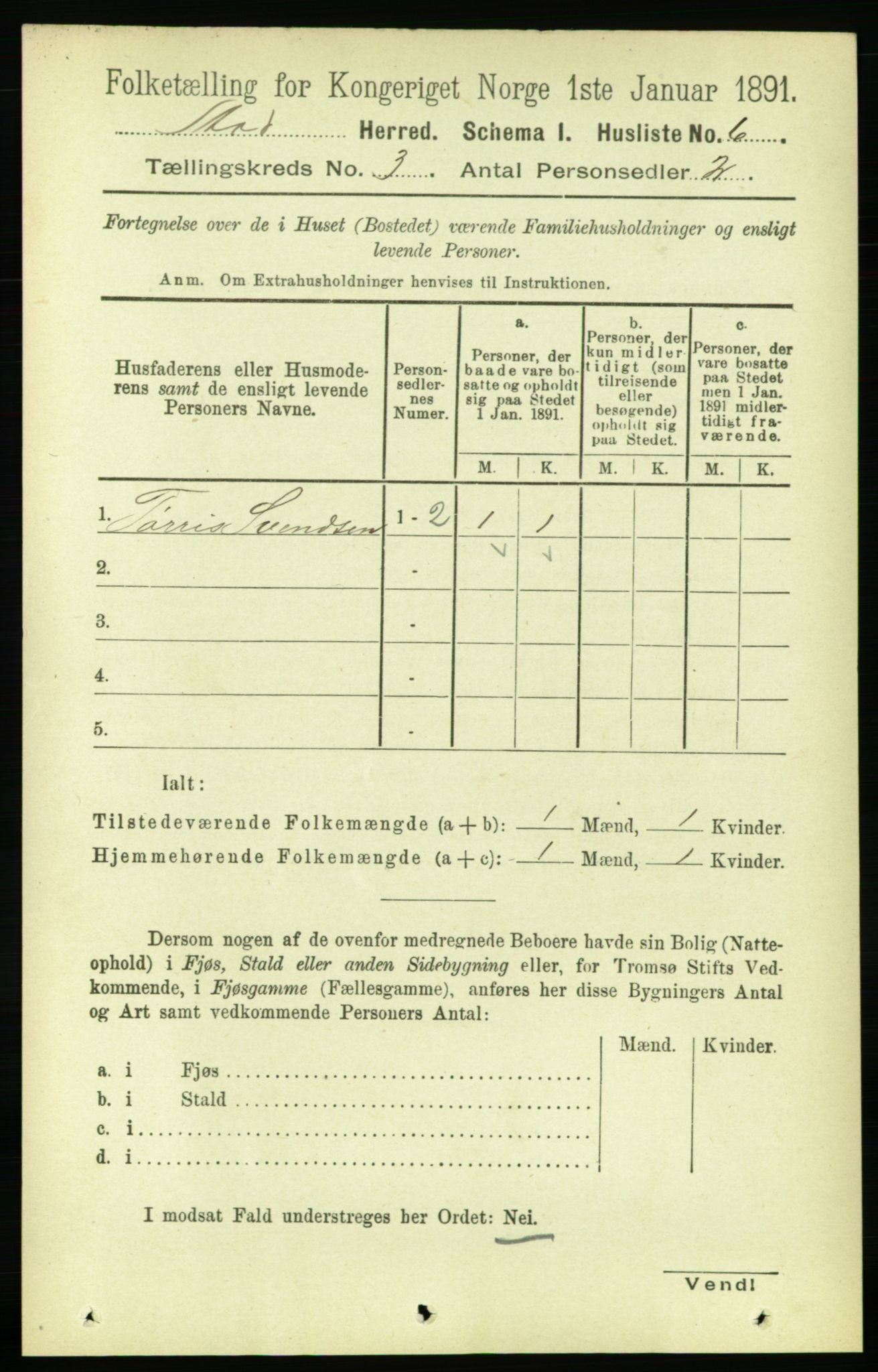 RA, 1891 census for 1734 Stod, 1891, p. 1265