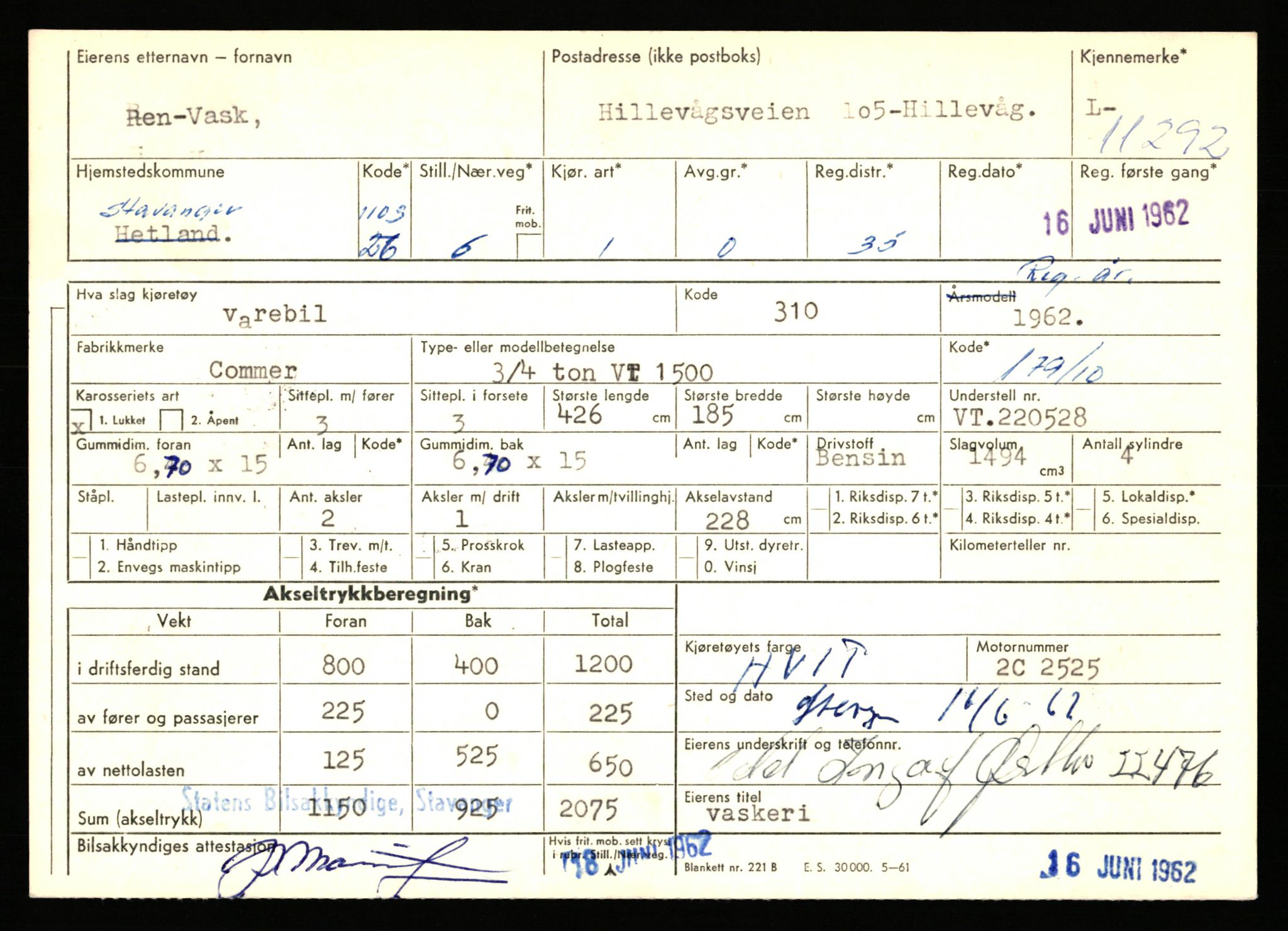 Stavanger trafikkstasjon, AV/SAST-A-101942/0/F/L0020: L-11000 - L-11499, 1930-1971, p. 1305