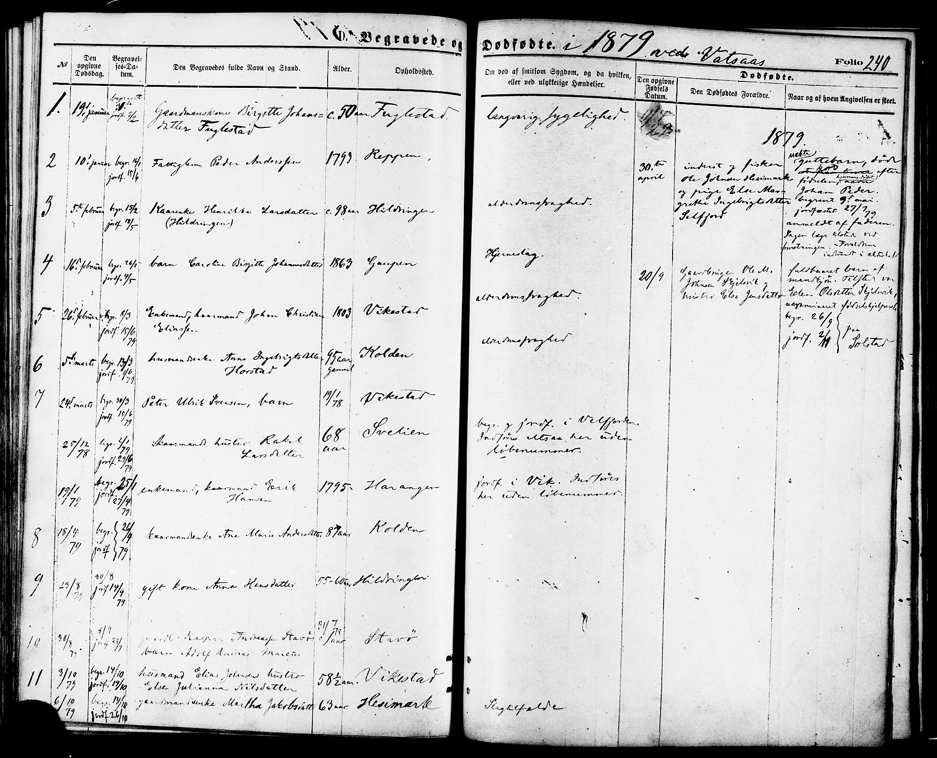 Ministerialprotokoller, klokkerbøker og fødselsregistre - Nordland, AV/SAT-A-1459/810/L0148: Parish register (official) no. 810A09 /1, 1874-1884, p. 240