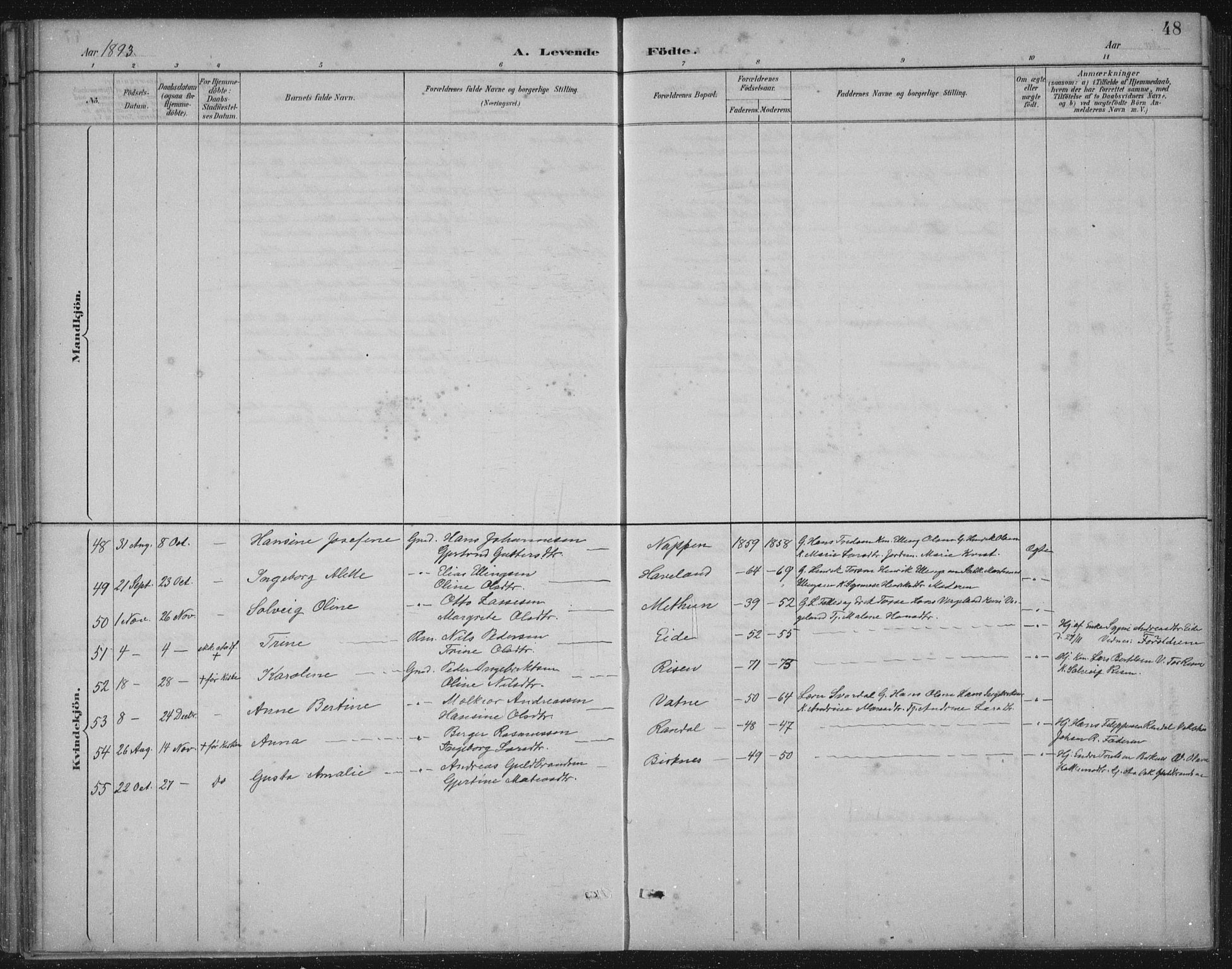 Gulen sokneprestembete, AV/SAB-A-80201/H/Hab/Habb/L0003: Parish register (copy) no. B 3, 1884-1907, p. 48