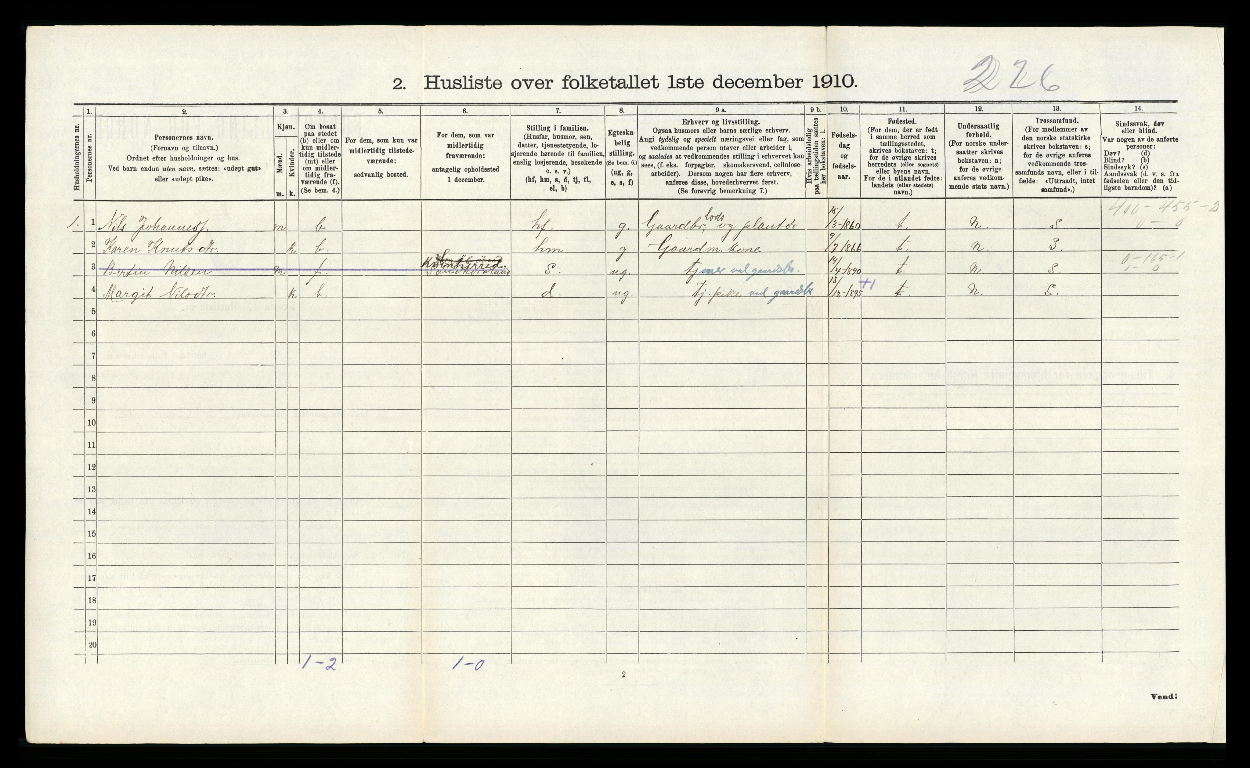 RA, 1910 census for Herdla, 1910, p. 315