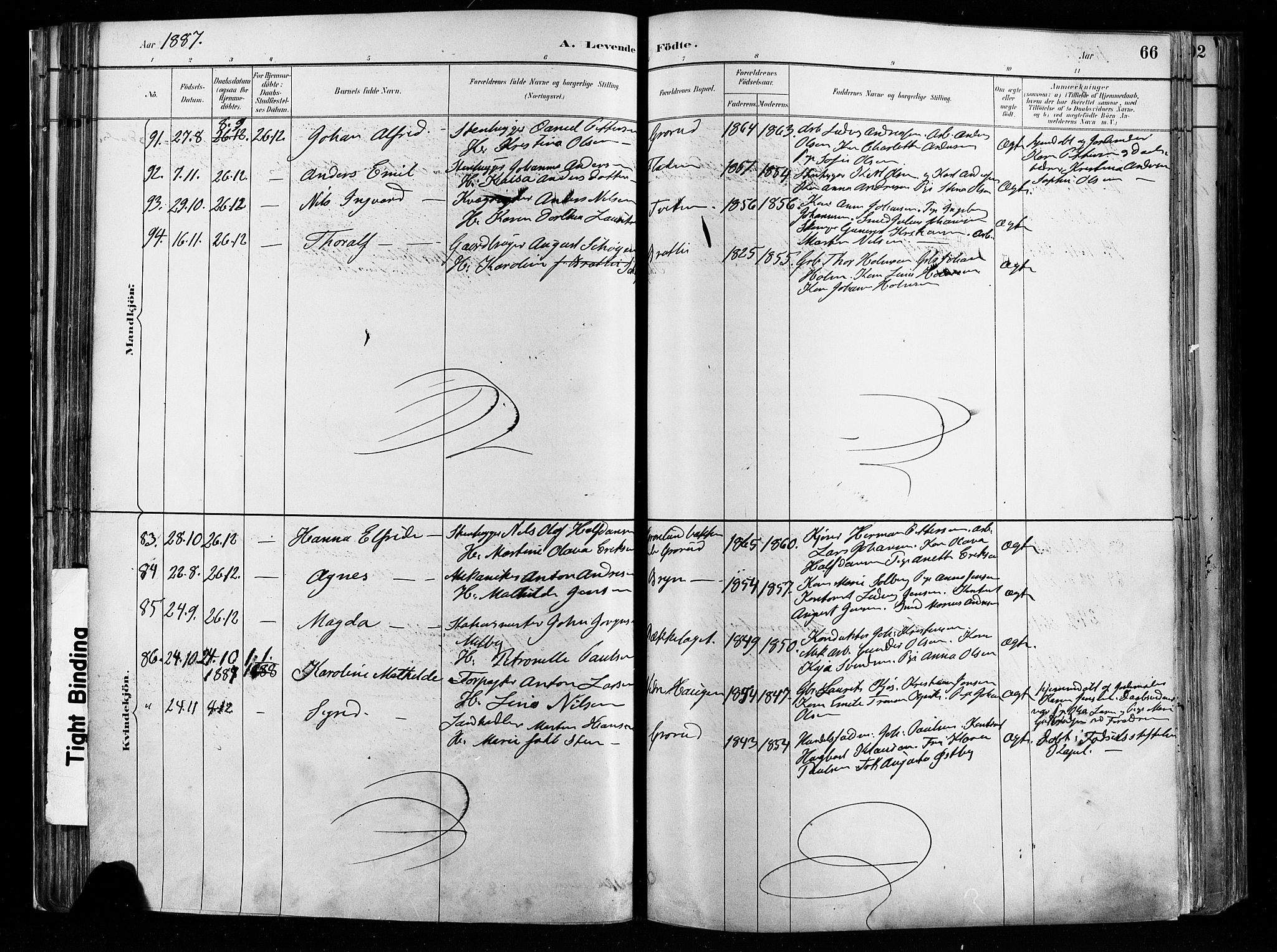 Østre Aker prestekontor Kirkebøker, SAO/A-10840/F/Fa/L0008: Parish register (official) no. I 8, 1883-1894, p. 66