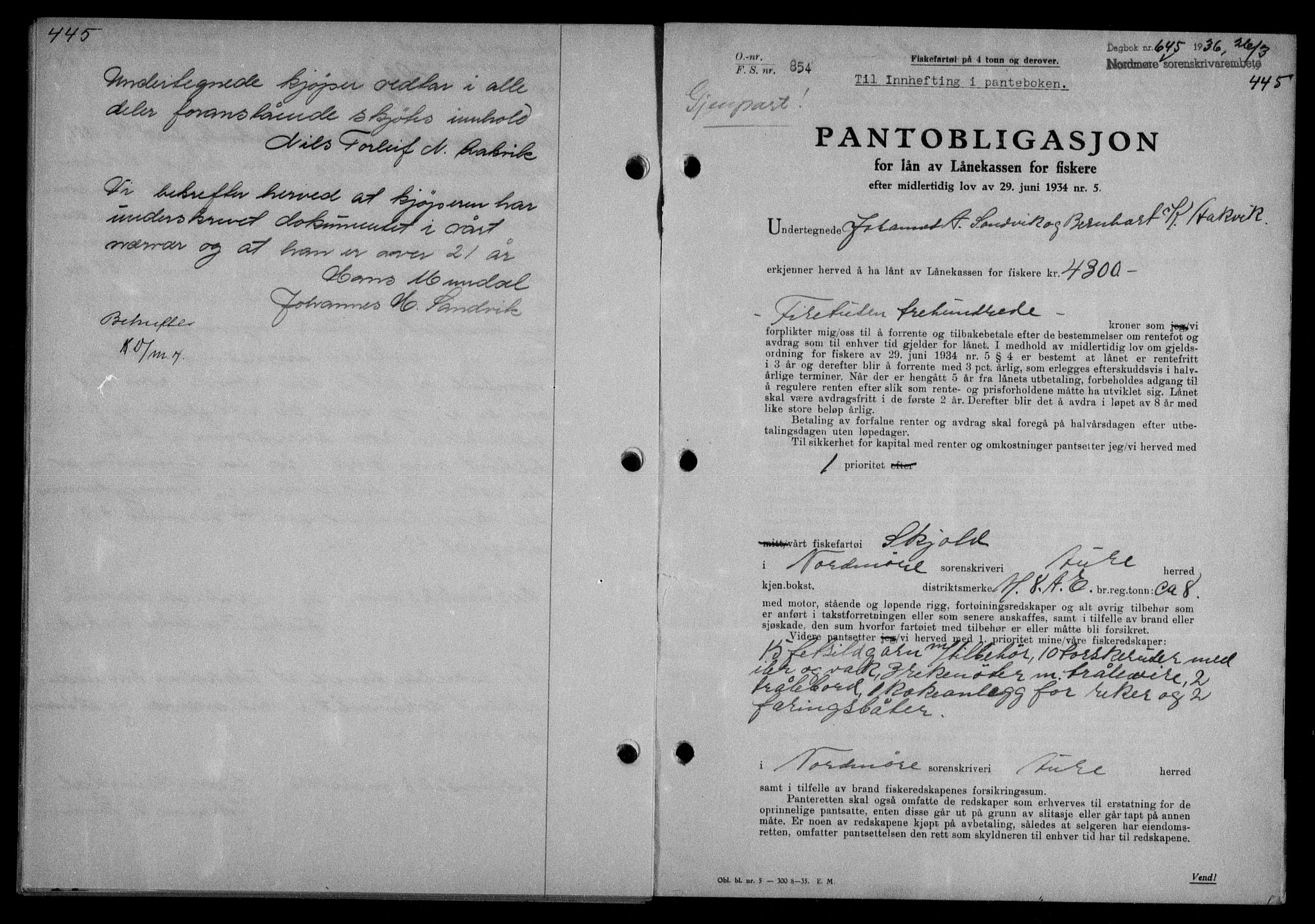 Nordmøre sorenskriveri, AV/SAT-A-4132/1/2/2Ca/L0087: Mortgage book no. 77, 1935-1936, Deed date: 26.03.1936