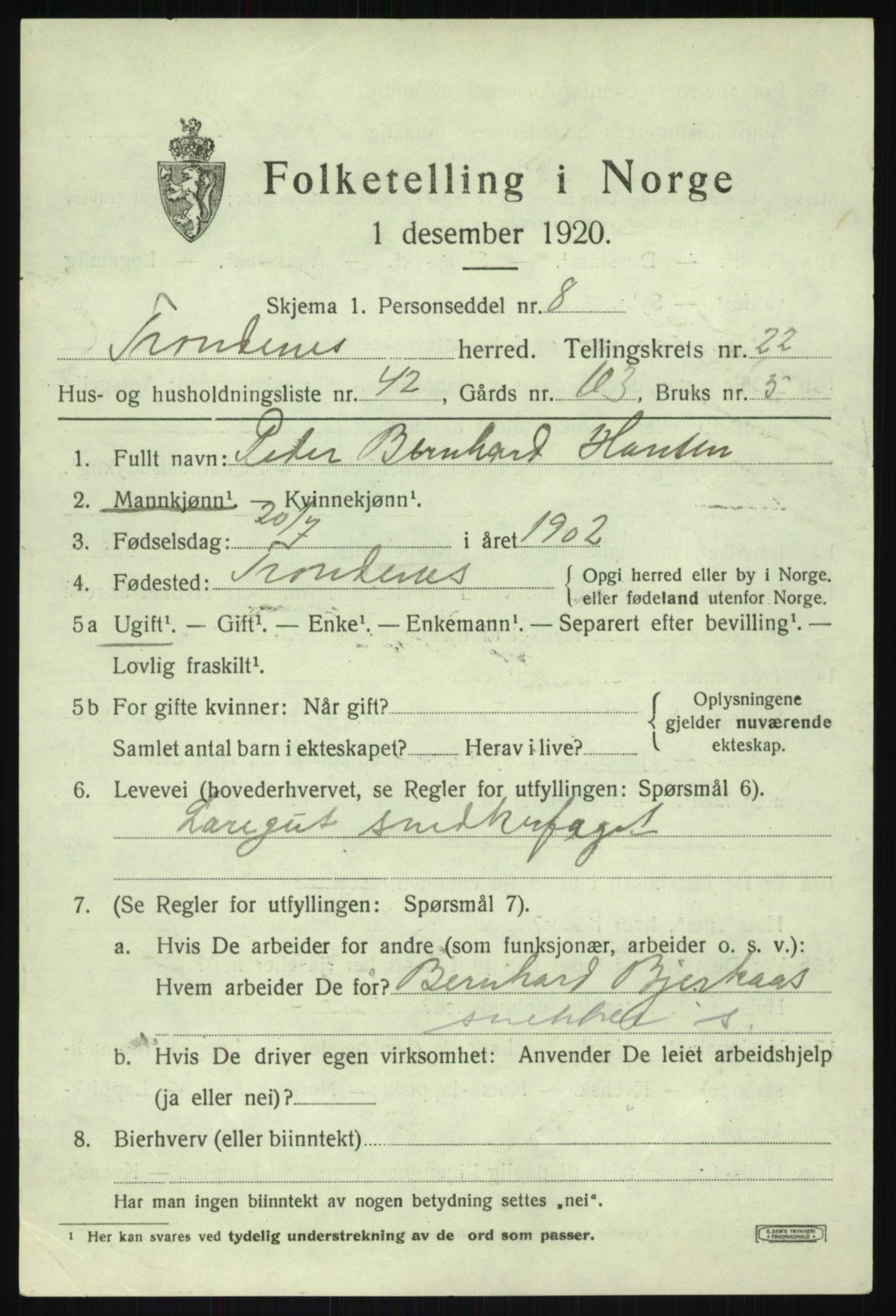 SATØ, 1920 census for Trondenes, 1920, p. 17884