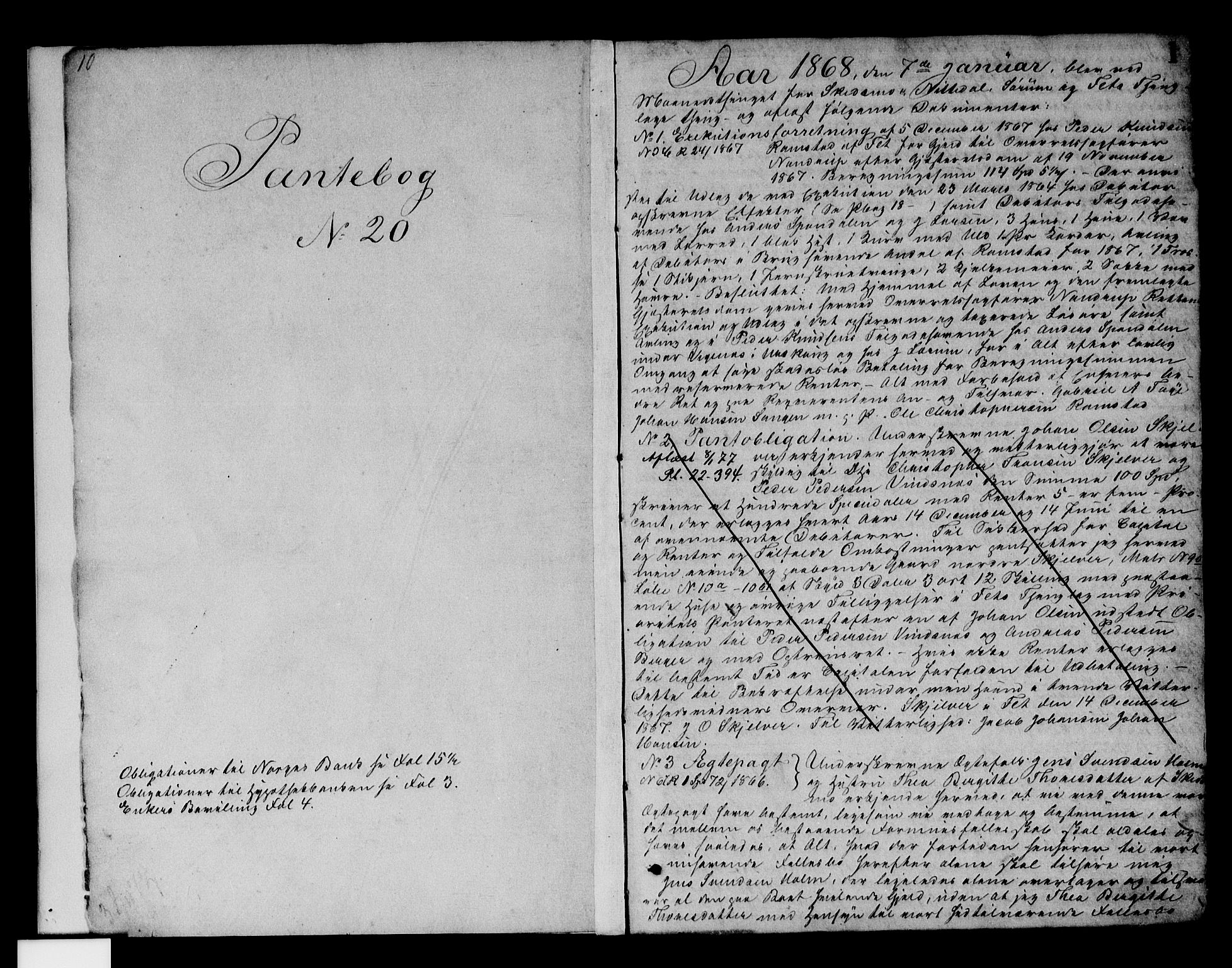 Nedre Romerike sorenskriveri, SAO/A-10469/G/Gb/Gba/L0027: Mortgage book no. 20, 1868-1870, p. 1