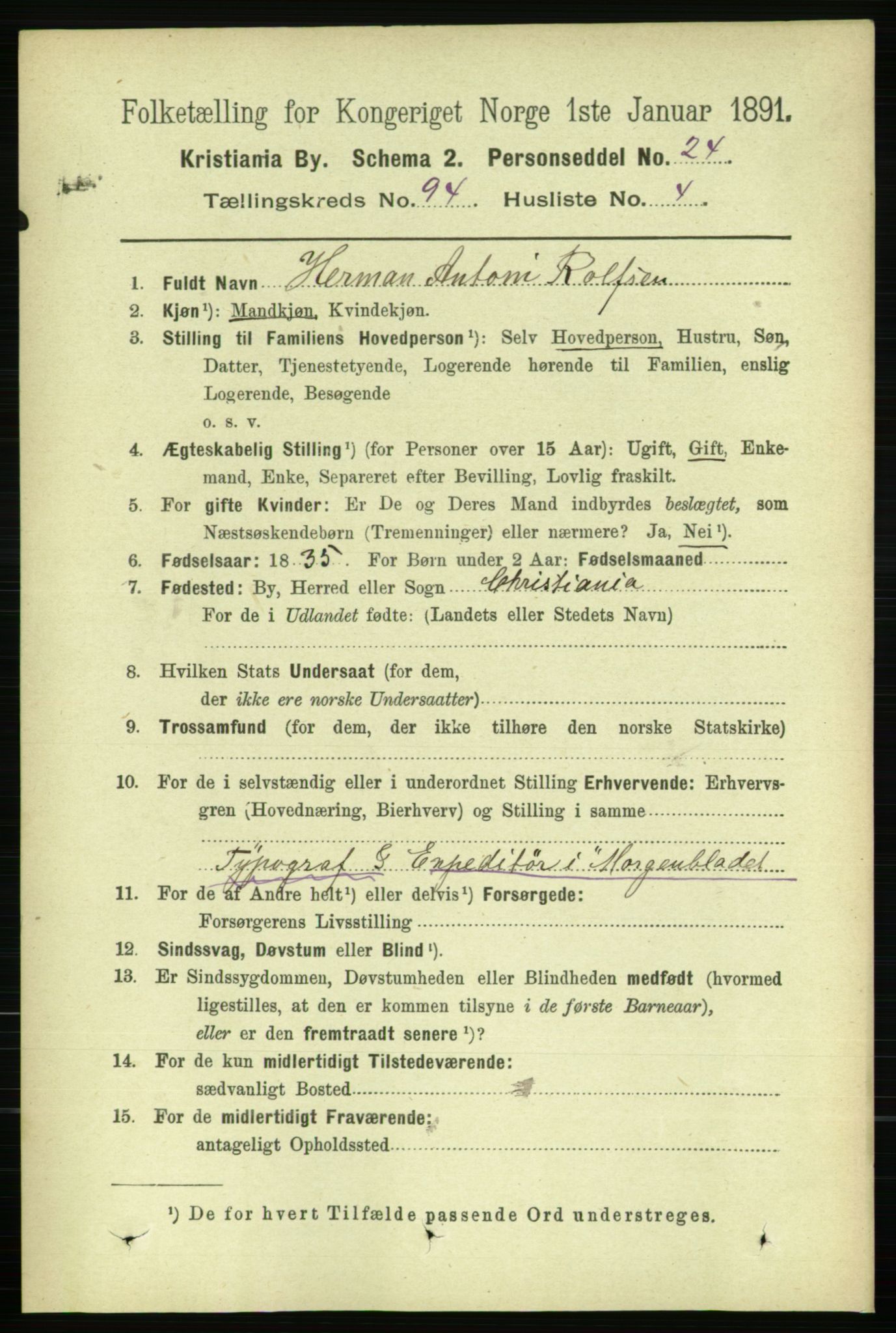 RA, 1891 census for 0301 Kristiania, 1891, p. 46056