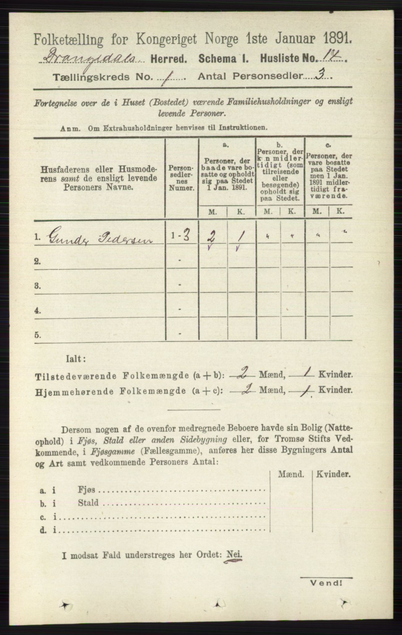 RA, 1891 census for 0817 Drangedal, 1891, p. 45