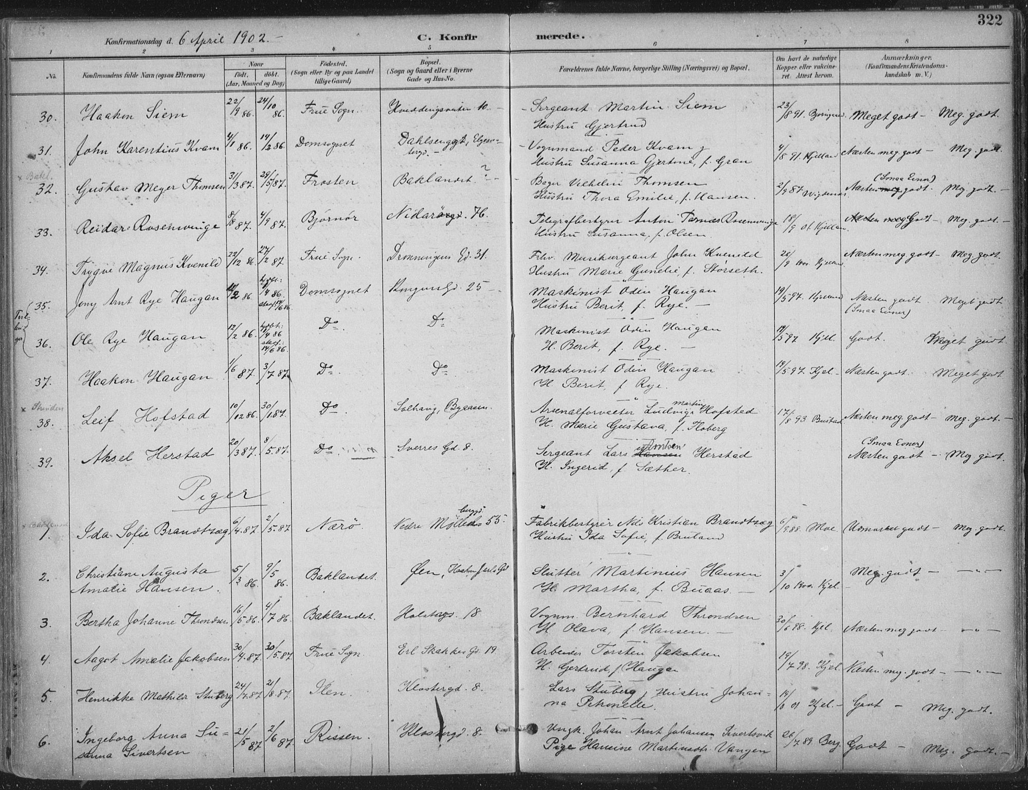 Ministerialprotokoller, klokkerbøker og fødselsregistre - Sør-Trøndelag, AV/SAT-A-1456/601/L0062: Parish register (official) no. 601A30, 1891-1911, p. 322