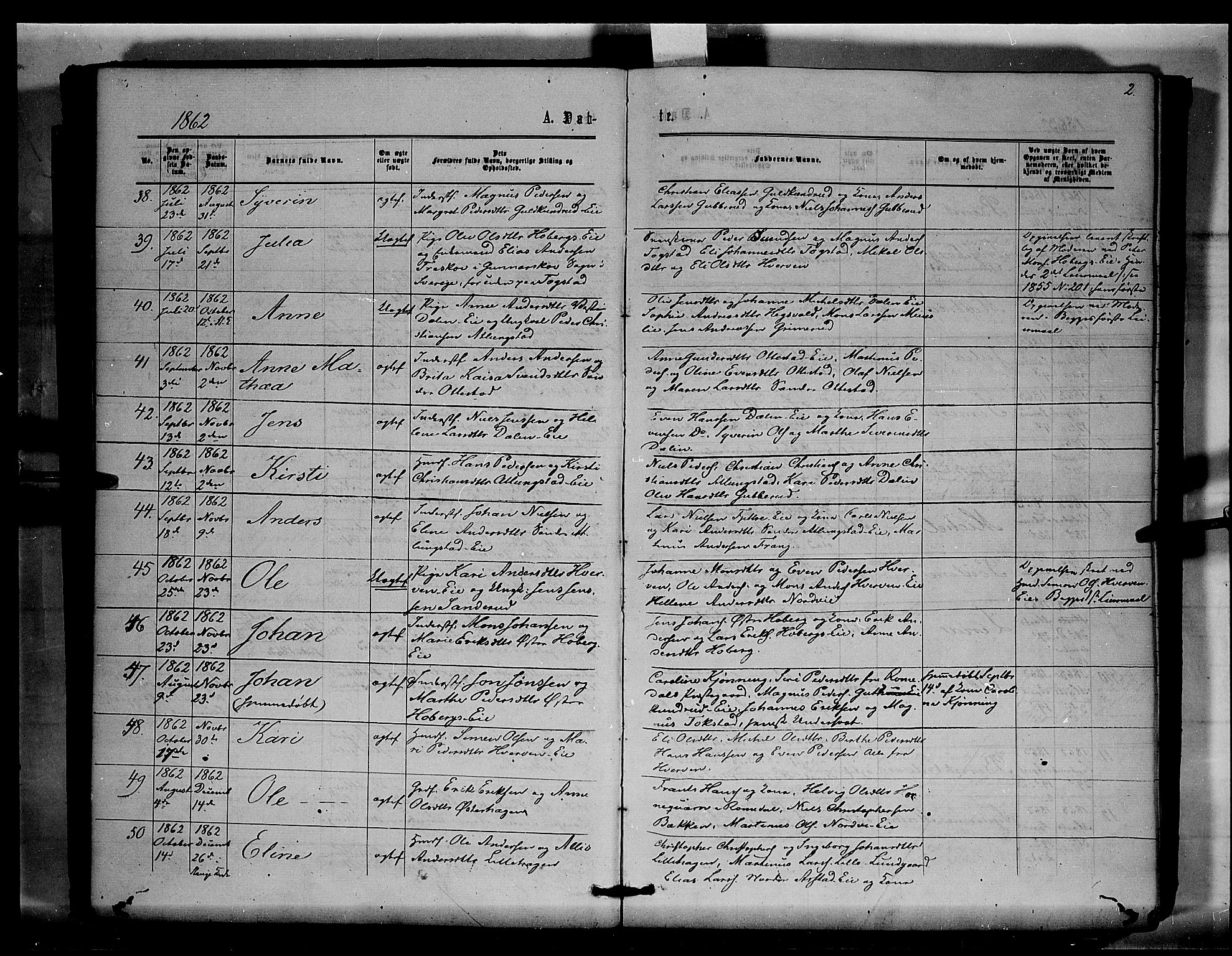 Stange prestekontor, AV/SAH-PREST-002/K/L0015: Parish register (official) no. 15, 1862-1879, p. 2