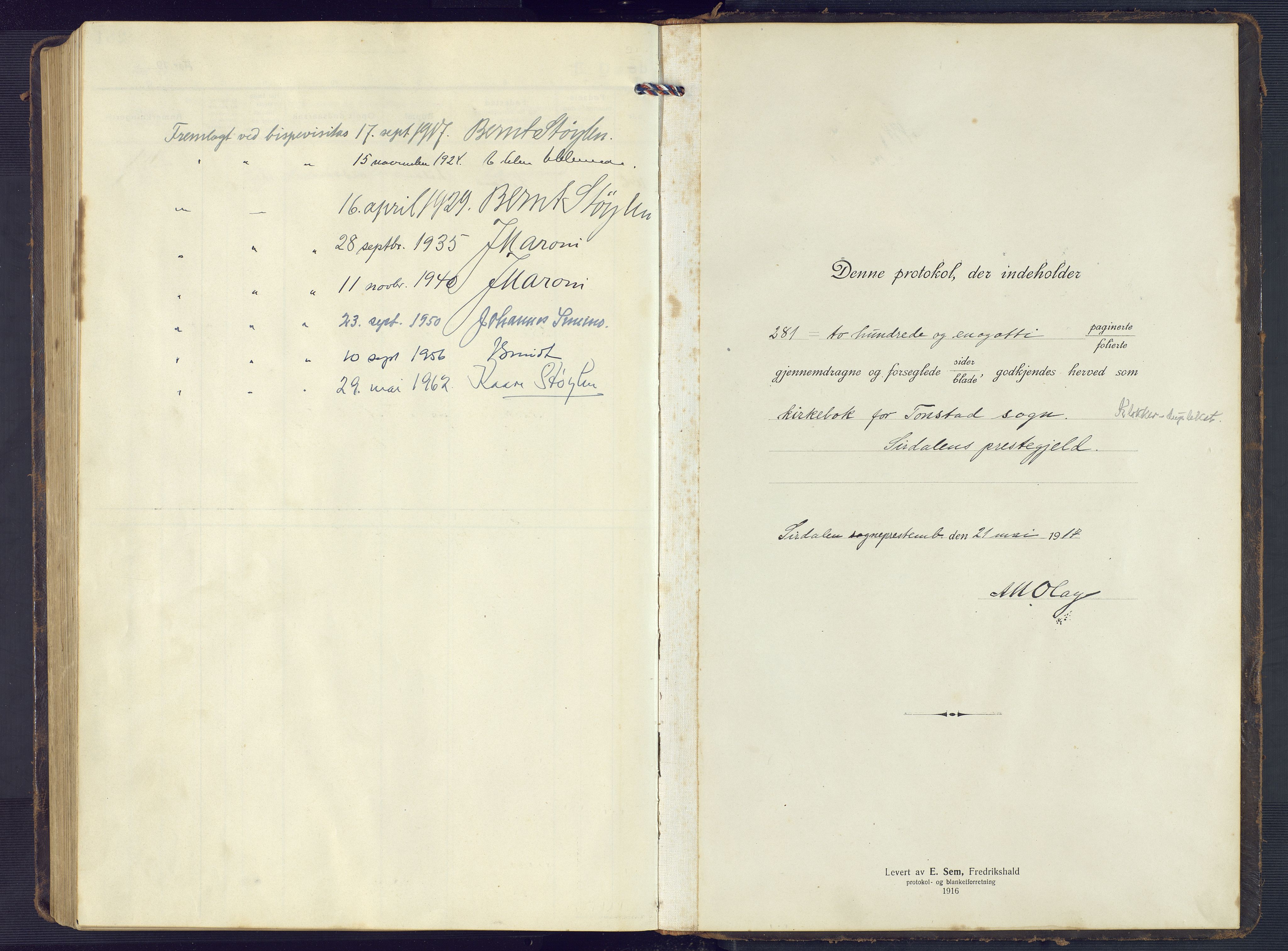 Sirdal sokneprestkontor, SAK/1111-0036/F/Fb/Fbb/L0005: Parish register (copy) no. B 5, 1916-1960