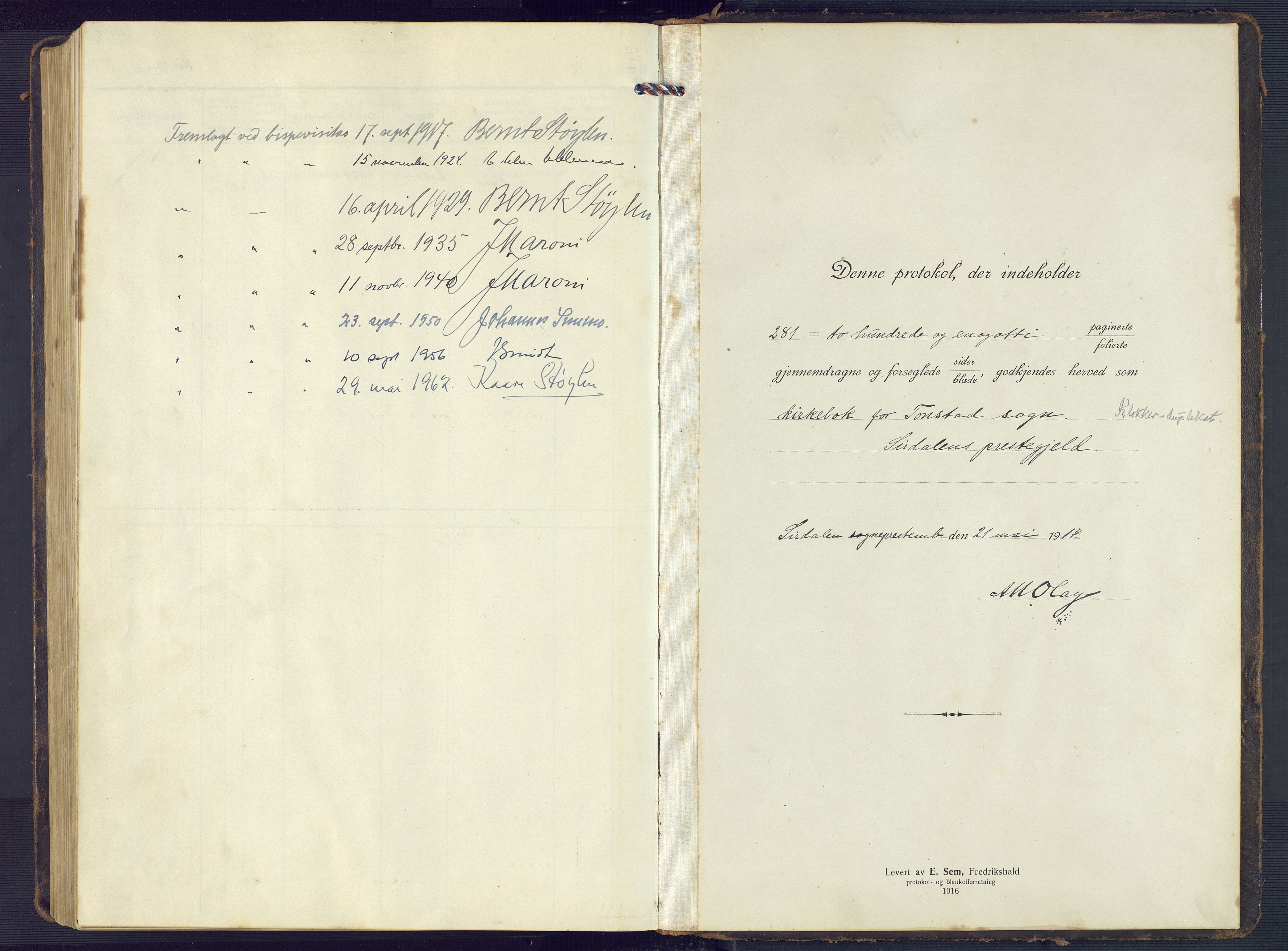 Sirdal sokneprestkontor, AV/SAK-1111-0036/F/Fb/Fbb/L0005: Parish register (copy) no. B 5, 1916-1960