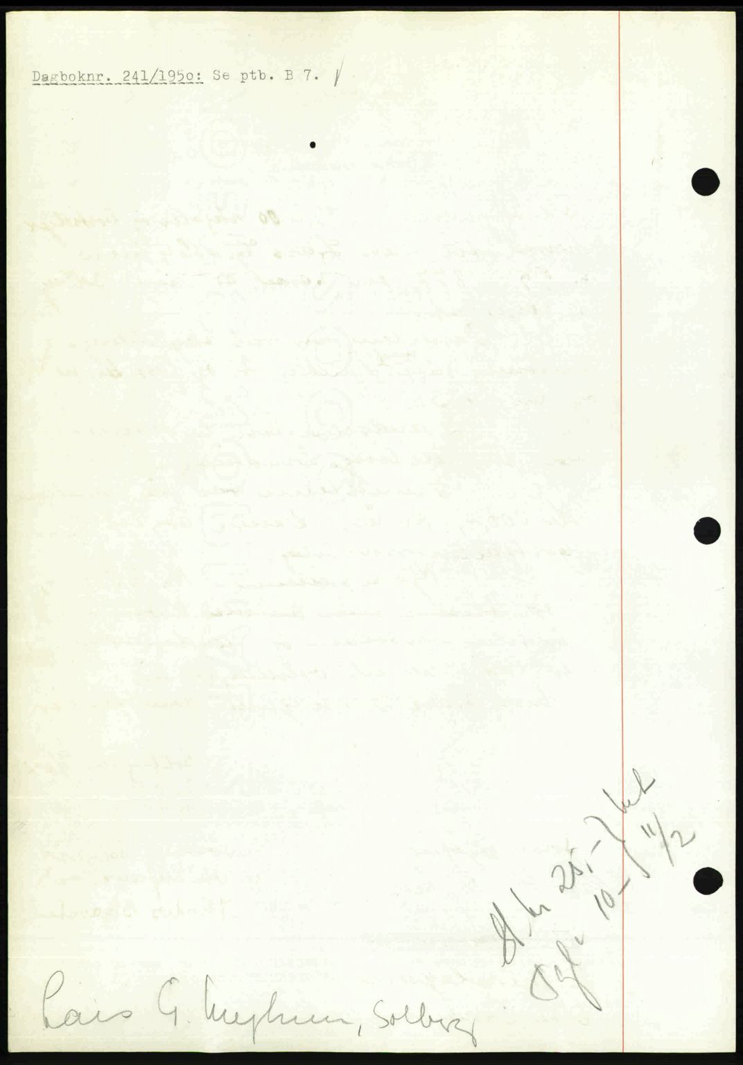 Nedenes sorenskriveri, AV/SAK-1221-0006/G/Gb/Gba/L0062: Mortgage book no. A14, 1949-1950, Diary no: : 241/1950