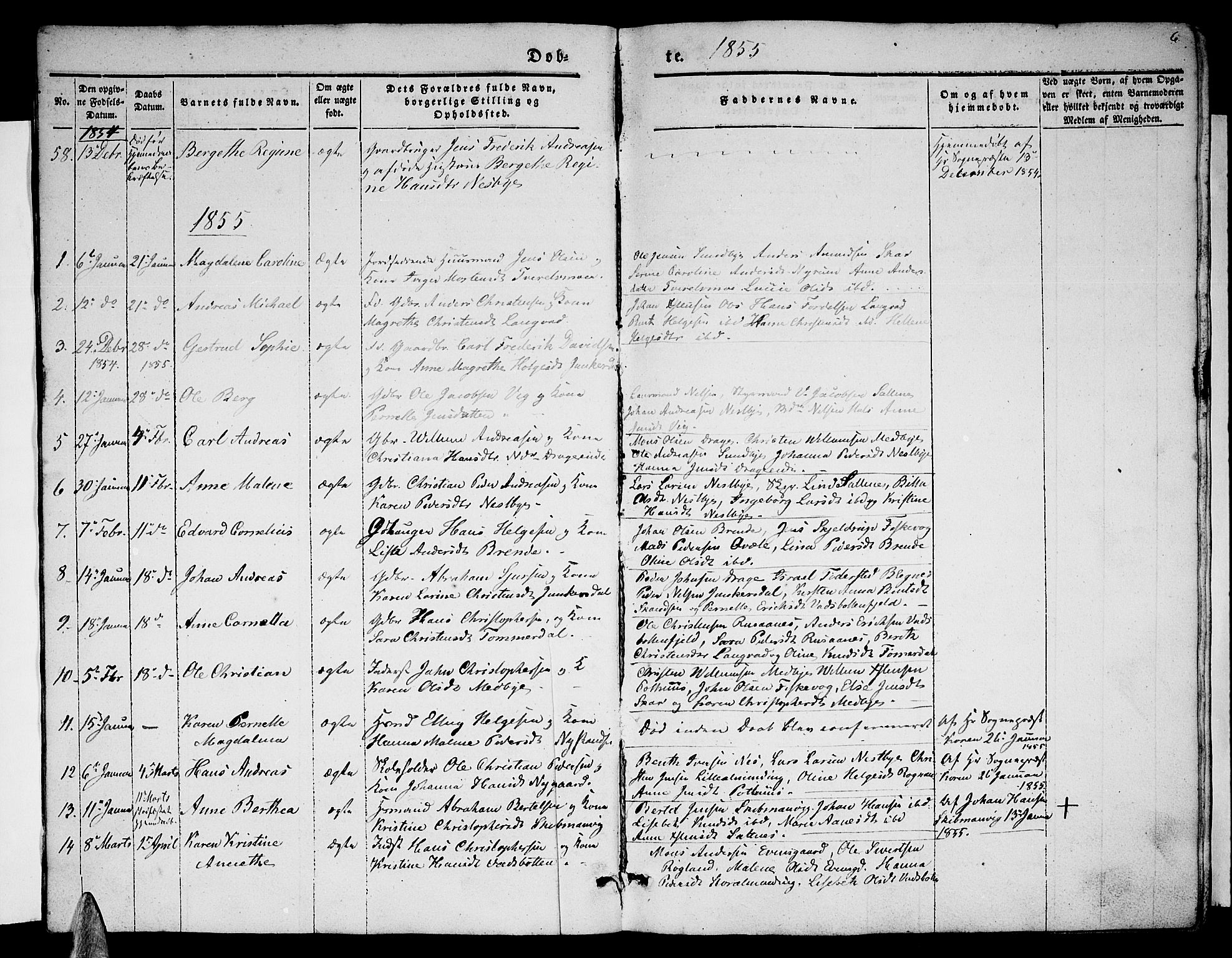 Ministerialprotokoller, klokkerbøker og fødselsregistre - Nordland, SAT/A-1459/847/L0678: Parish register (copy) no. 847C06, 1854-1870, p. 6