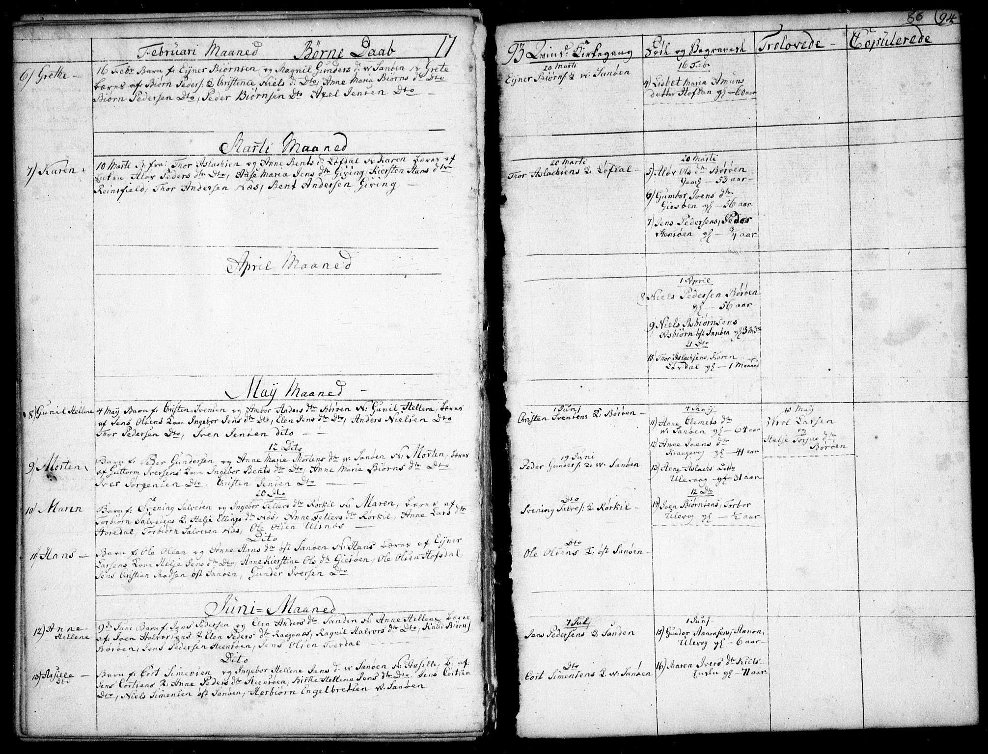 Dypvåg sokneprestkontor, SAK/1111-0007/F/Fb/Fba/L0007: Parish register (copy) no. B 7, 1762-1810, p. 86